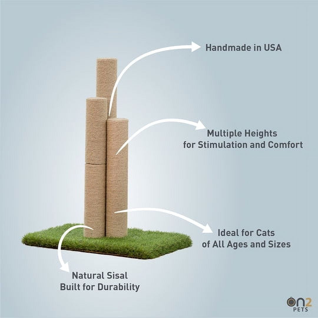 On2Pets Skyline Premium Cat Scratching Post, Multiple Height Cat Scratchers for Indoor Cats with Turf - Image 2