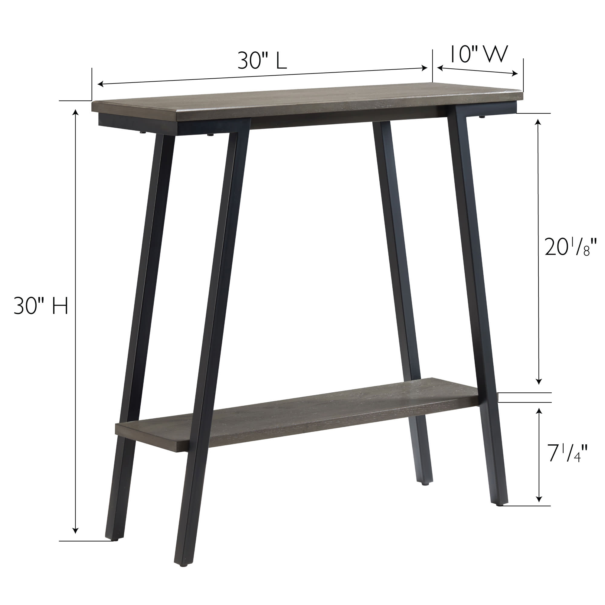 Leick Home Empiria 30" Wood and Metal Hall Console Table with Shelf, Gray/Matte Black - Image 6