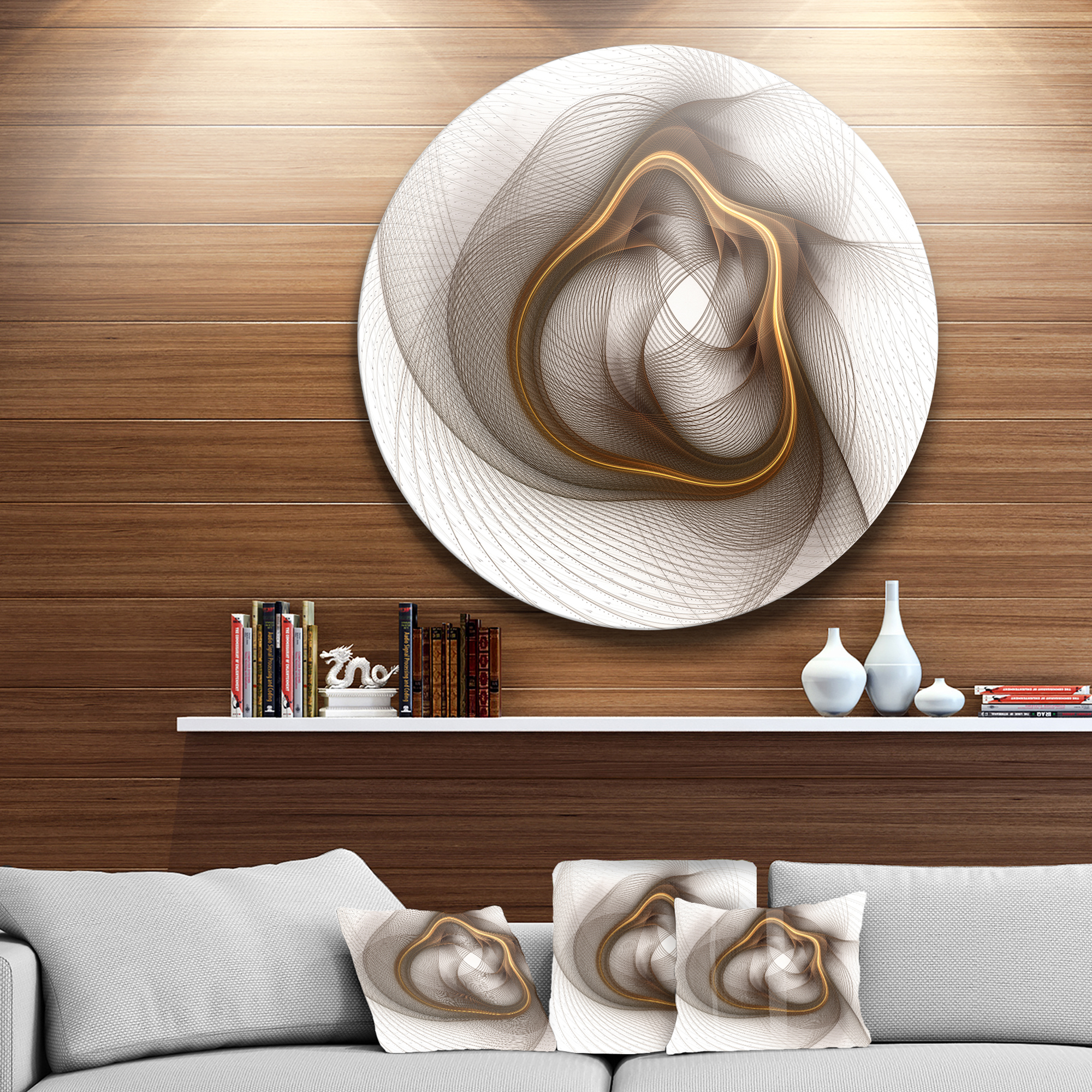 Designart 'Brown Abstract Fractal Flower' Floral Circle Metal Wall Art - Image 5