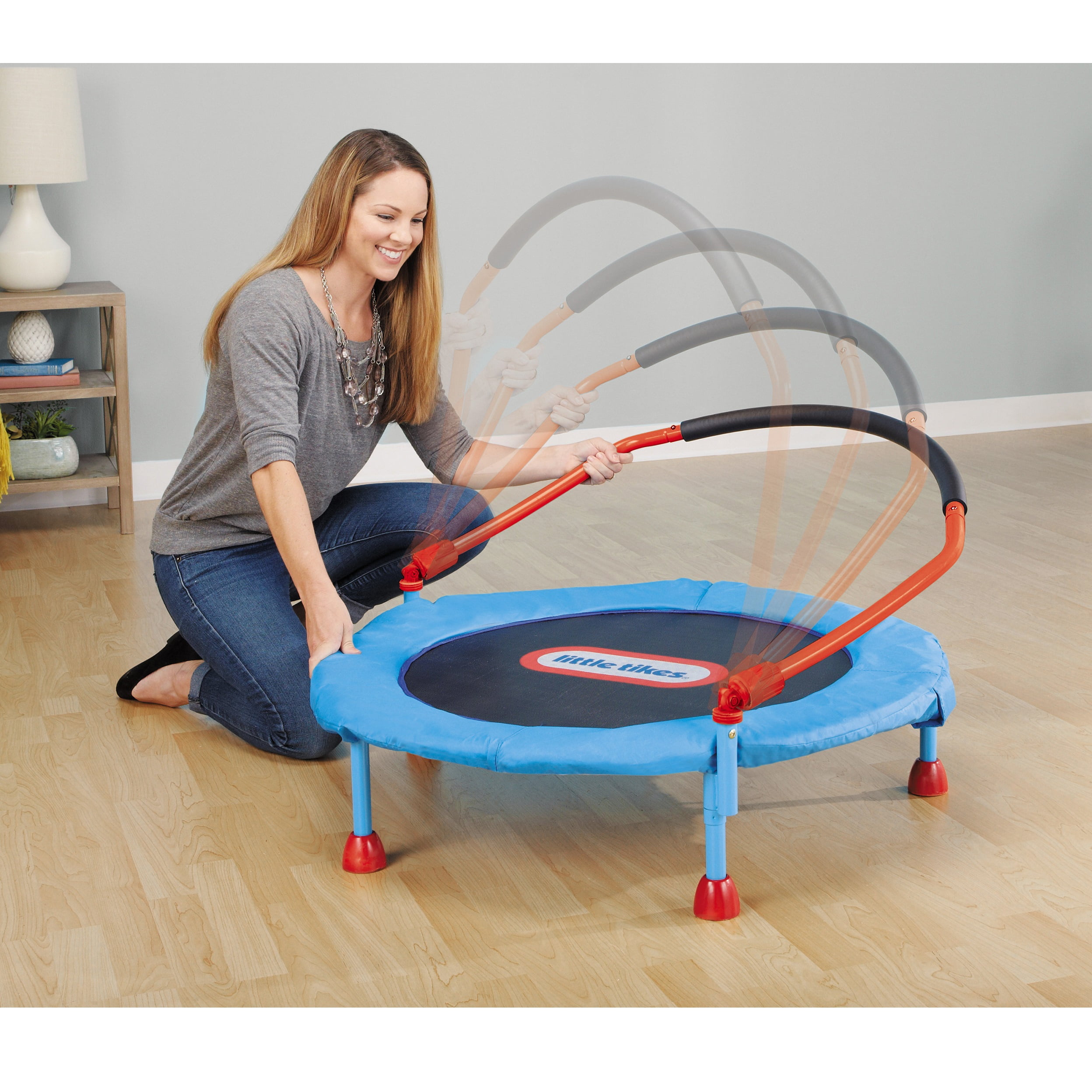 Little Tikes Easy Store 3-Foot Trampoline, with Hand Rail, Blue - Image 4