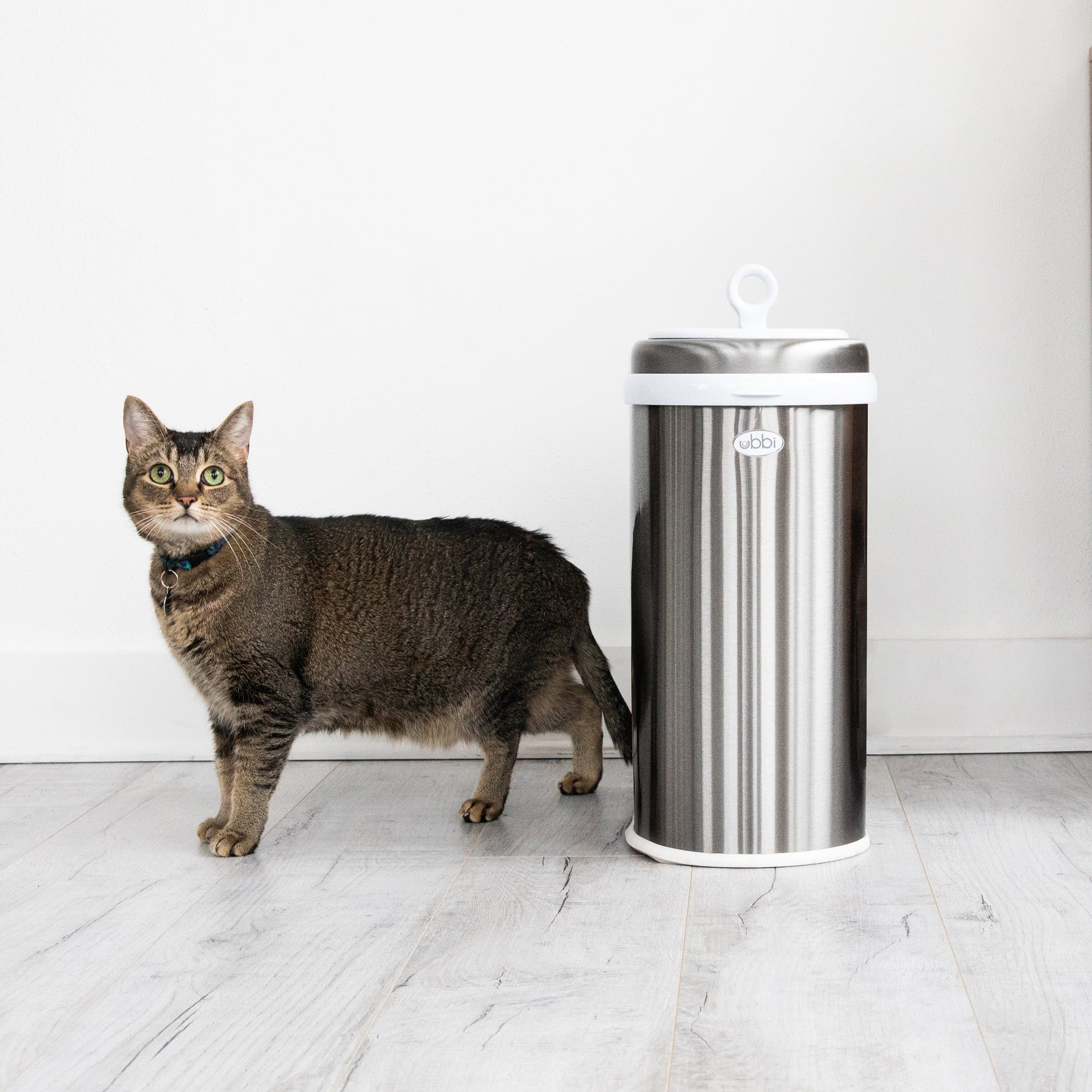 Ubbi Pet Odor-Locking Steel Waste Pail Cat Litter Disposal System, Chrome - Image 5