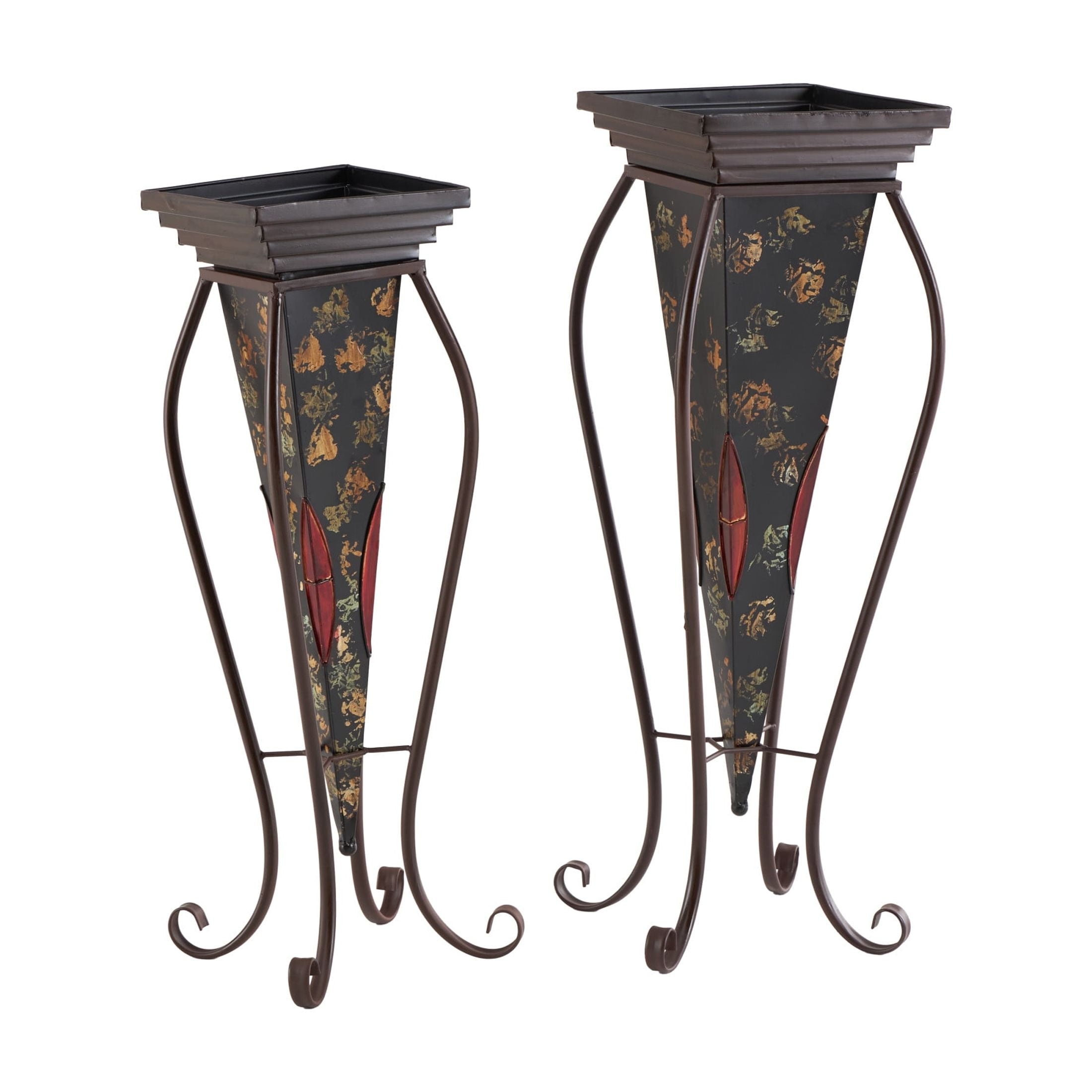 DecMode 30", 28"H Brown Metal Scroll Planter (2 Count) - Image 4