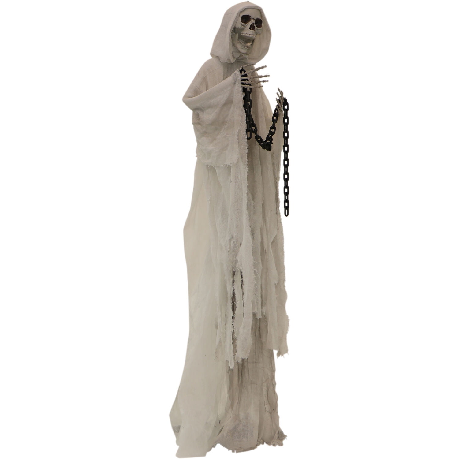 Haunted Hill Farm 6.25 ft Reaper with Chains Dressed in White/Gray Cloak, Indoor/Covered Outdoor Halloween Decoration, HHRPR-10FLSA - Image 8
