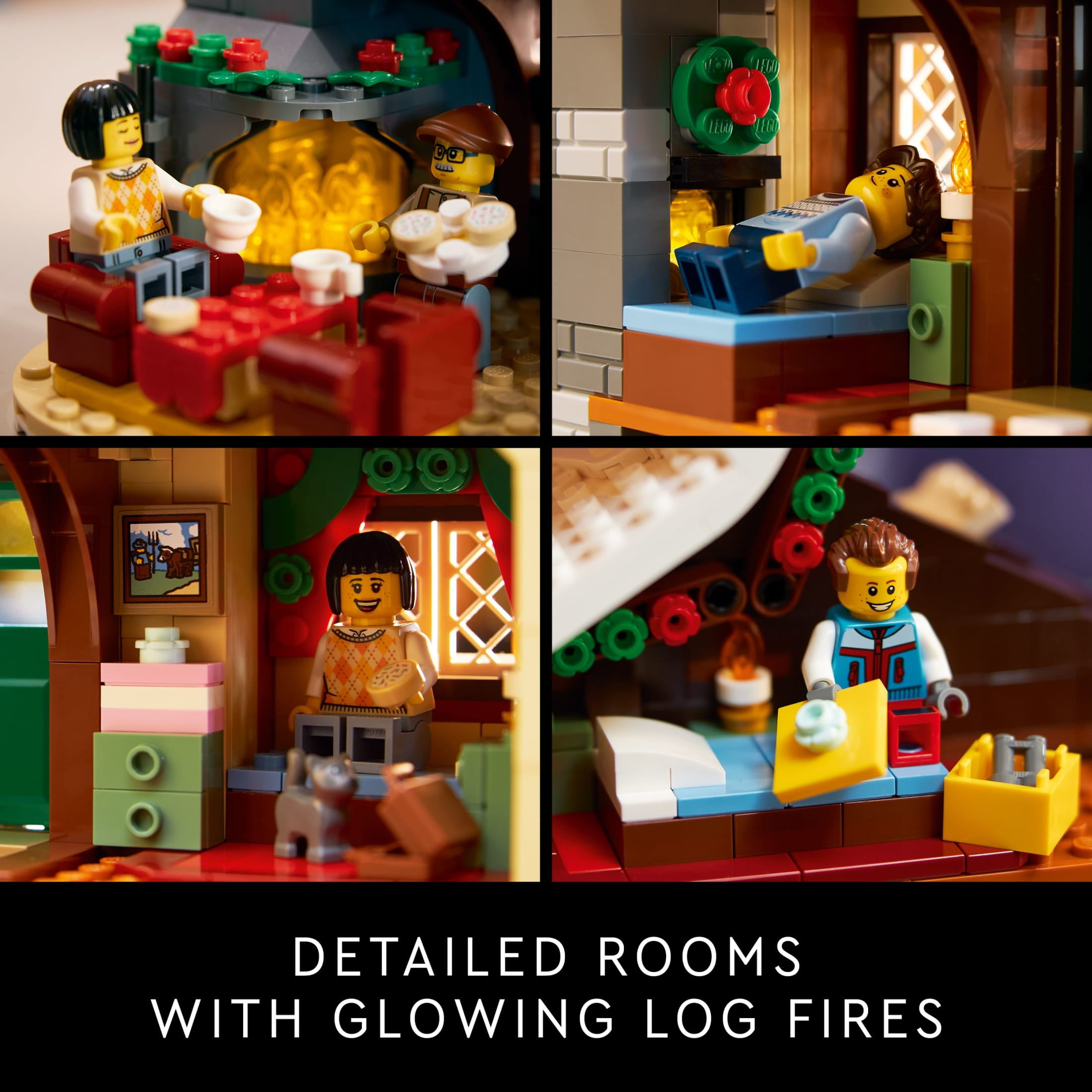 LEGO Icons Alpine Lodge Model Building Set - Collectible DIY Kits for Adults, Ages 18+ - Gift for Christmas - Log Cabin Kit for Winter Activities with Snowmobile and Minifigues - 10325 - Image 6
