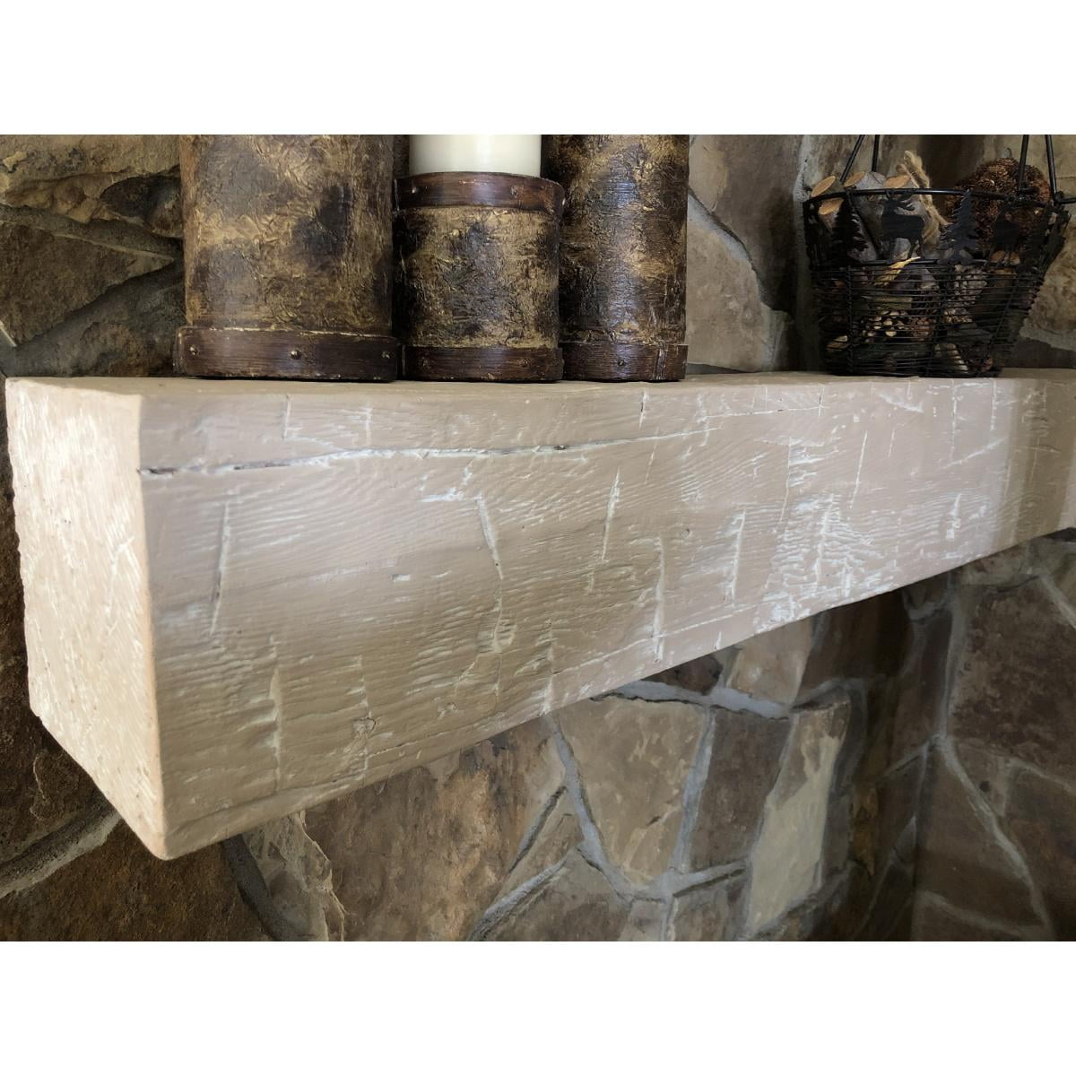 Ekena Millwork 6"H x 10"D x 60"W Hand Hewn Faux Wood Fireplace Mantel, Aged Ash - Image 4