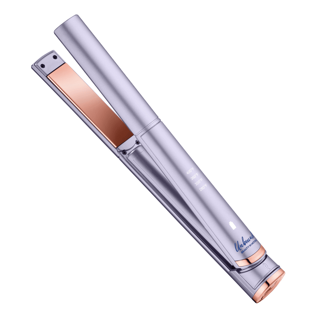 Conair Unbound Travel Size Professional 1" Titanium Flat Iron Hair Straightener, Cordless, Purple - Image 3