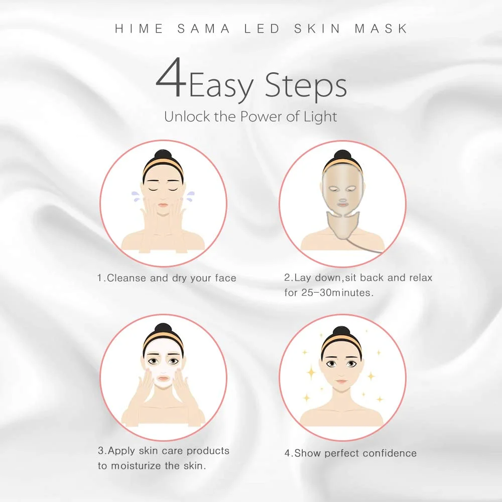 HIME SAMA LED Light Therapy Mask, Face and Neck Coverage, 7 Color Modes, Anti-Aging and Acne Treatment, Reusable Skin Care Device - Image 6