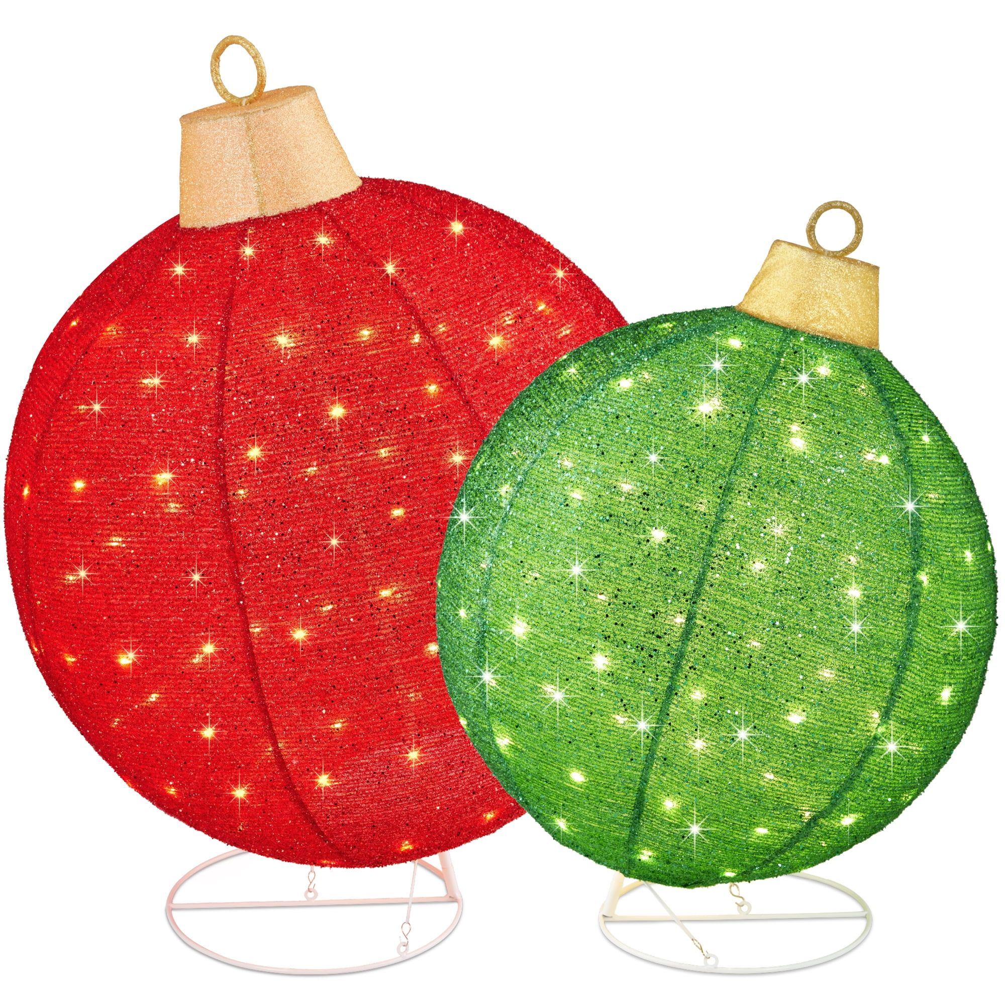 Best Choice Products 2pc Lighted Pop-Up Christmas Ornaments Outdoor Holiday Decoration w/ 180 LED Lights - Red/Green - Image 2