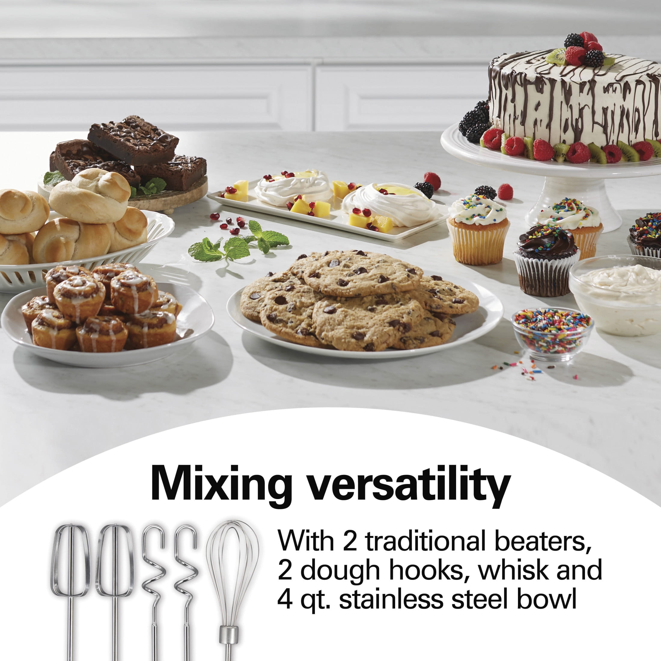 Hamilton Beach Classic Stand and Hand Mixer Combo for Kitchen, 4 Quart, 6 Speeds with Quick Burst, Red - Image 5