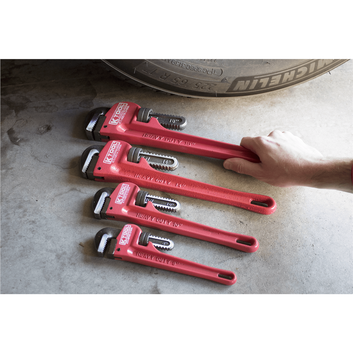 K Tool International 49000 Four Piece Pipe Wrench Set Eight To Eighteen Inch - Image 8