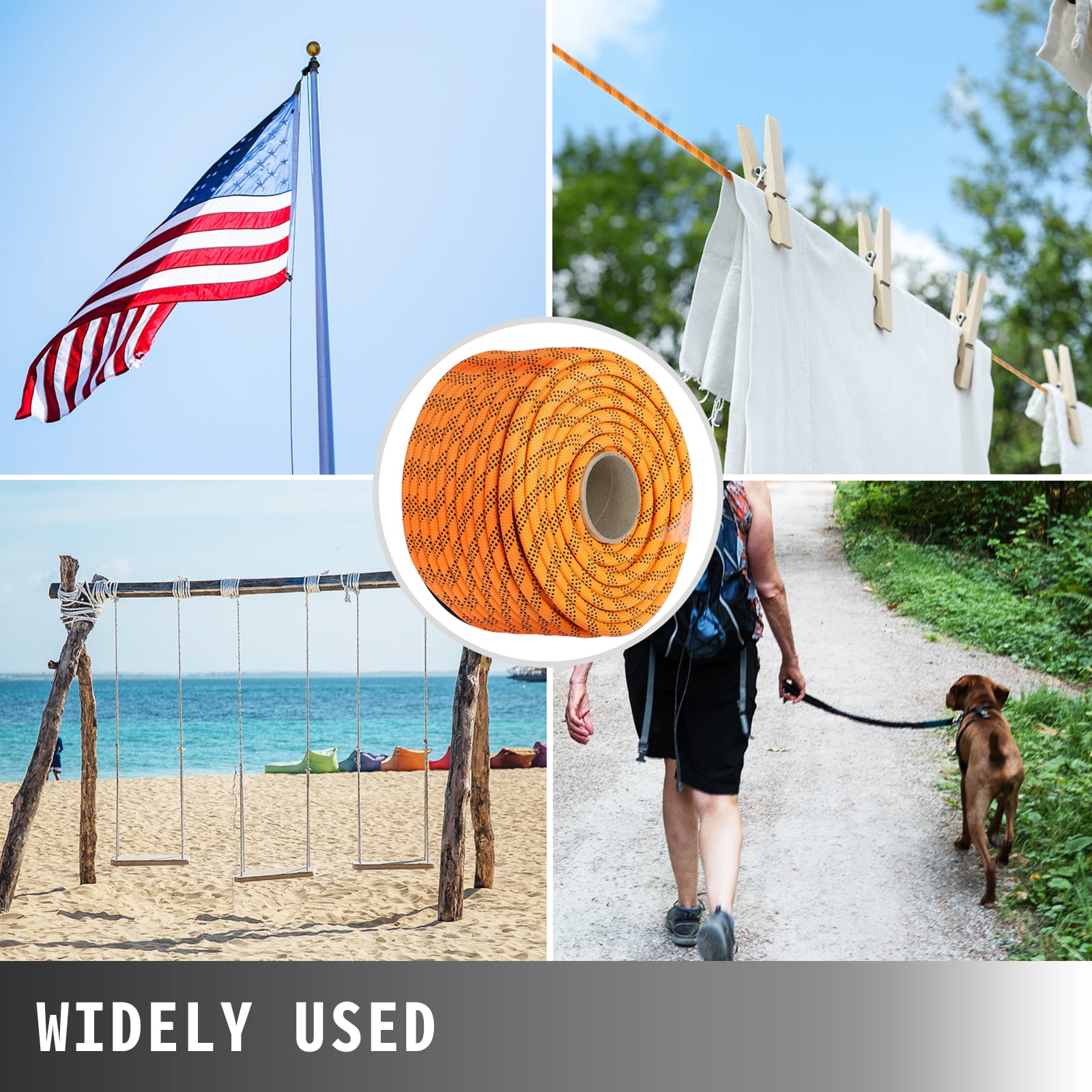 VEVOR 880LBS Double Braid Polyester Rope 7/16 inch×200 feet Nylon Pulling Rope High UV and Abrasion Resistance Load Sailing Rope for Arborist Gardening Marine - Image 2