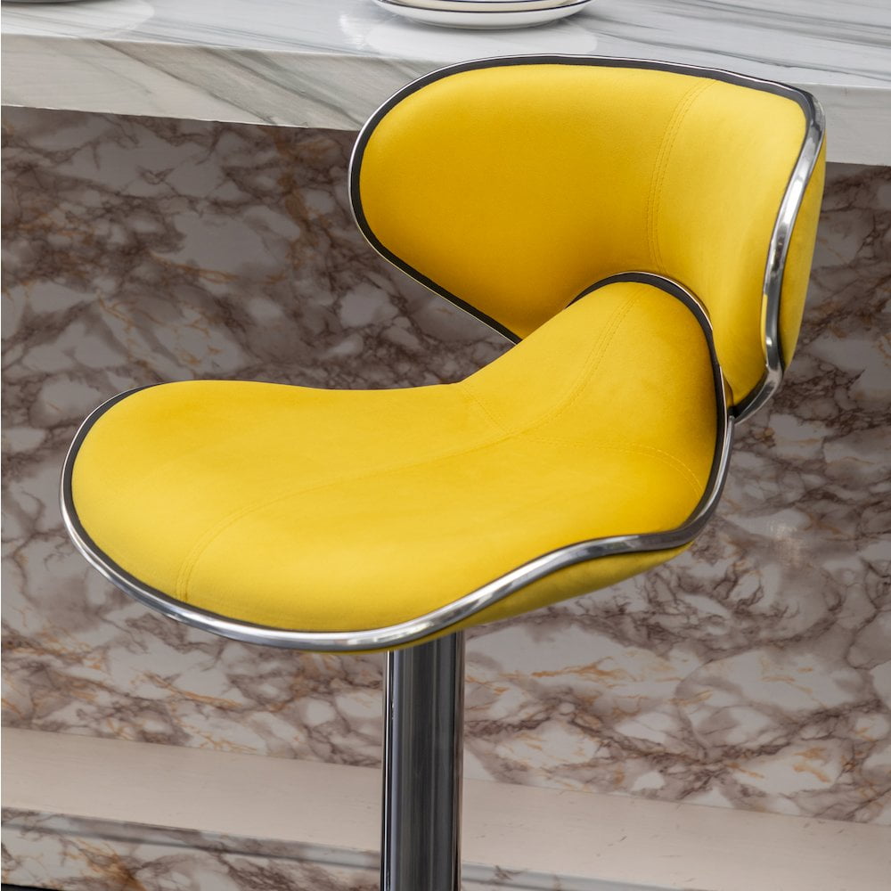 Roundhill Furniture Masaccio Bar Stool with Adjustable Height & Swivel, Yellow, Set of 2 - Image 2