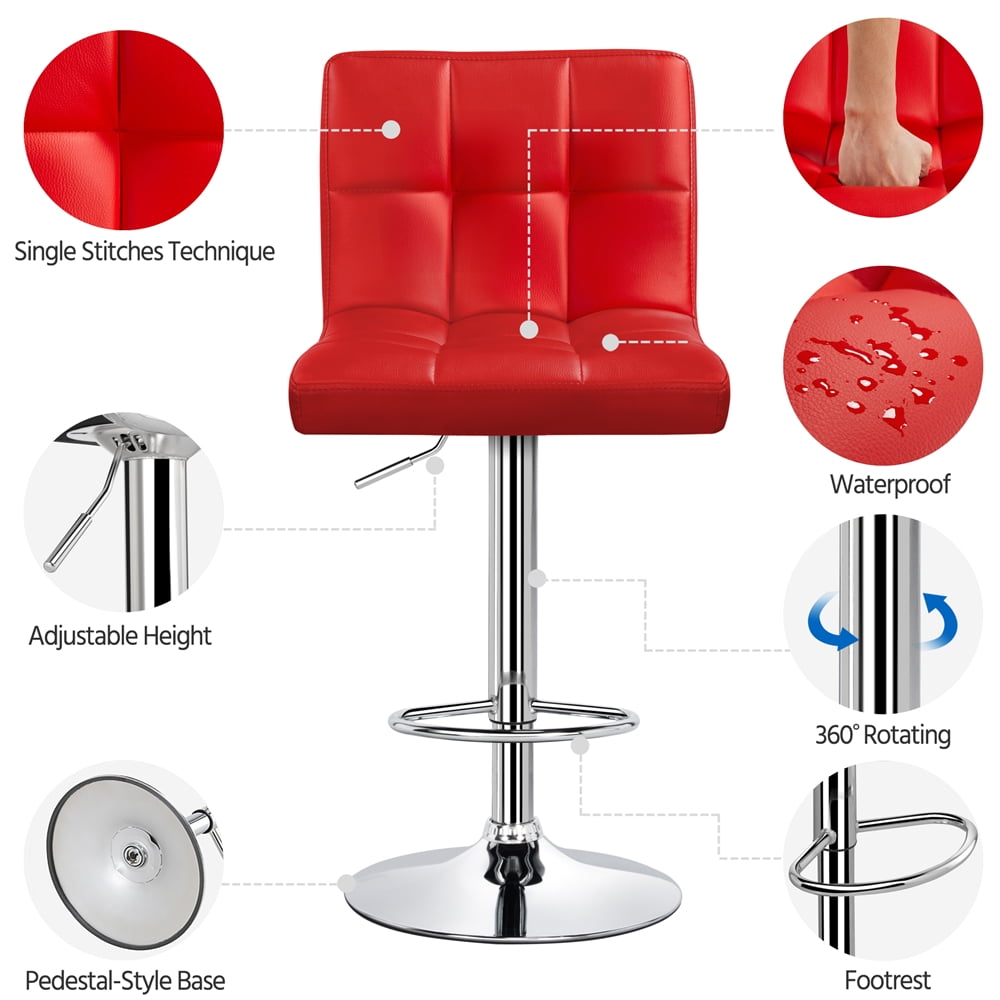 Alden Design Modern Adjustable Counter Height Bar Stools with Backrest, Set of 2, Red - Image 10