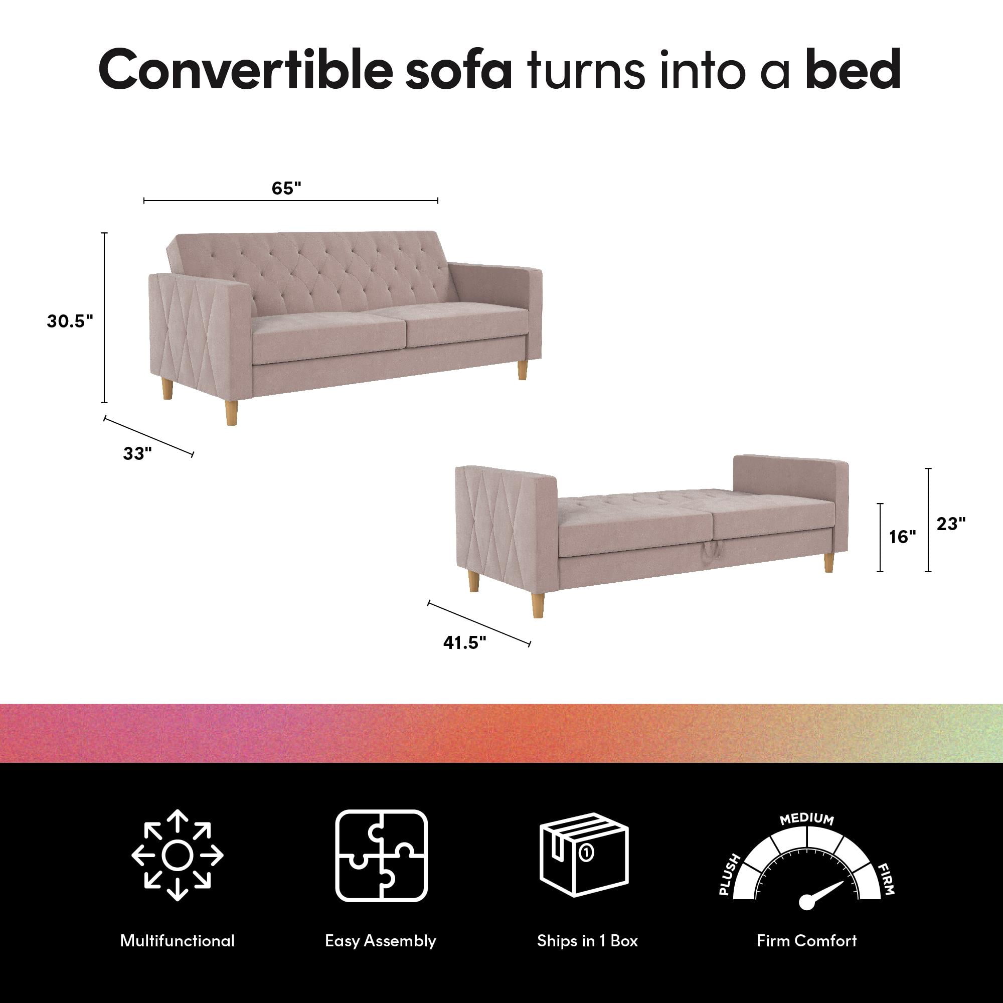 CosmoLiving Liberty Futon with Storage, Blush Velvet - Image 10