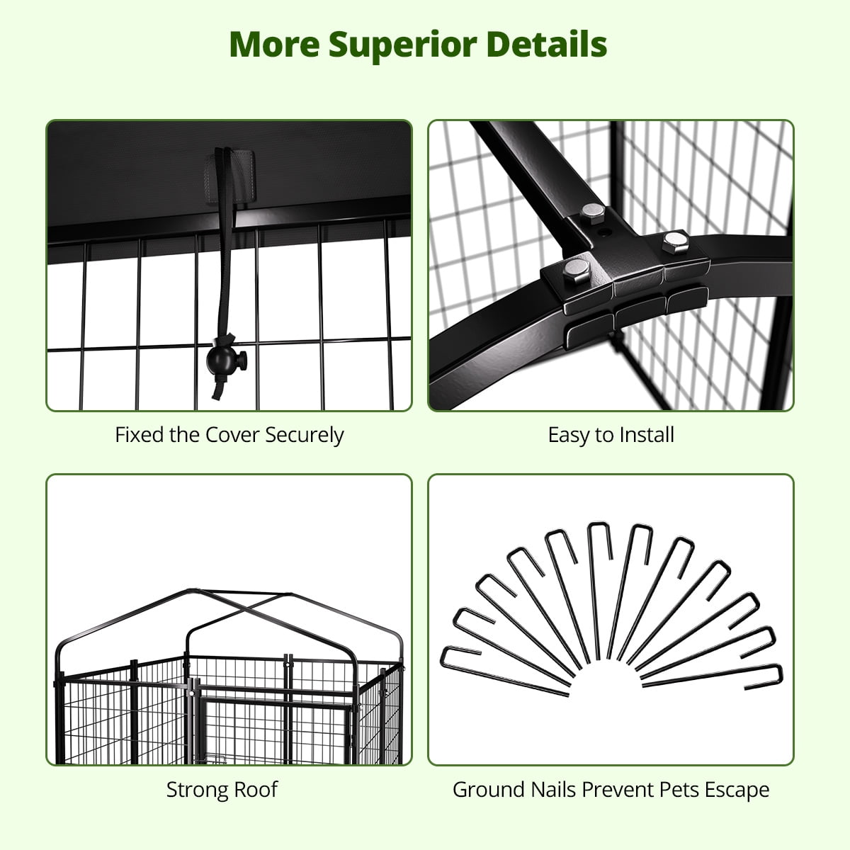 SINGES Large Outdoor Dog Kennel, 4ft x 4.2ft x 4.5ft Fence with UV-Resistant Oxford Cloth Roof & Secure - Image 7