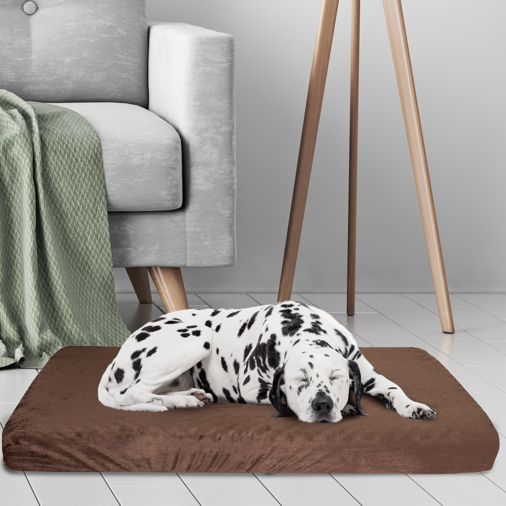 PETMAKER 37x27-Inch Memory Foam Dog Bed with Washable Cover (Brown) - Image 6