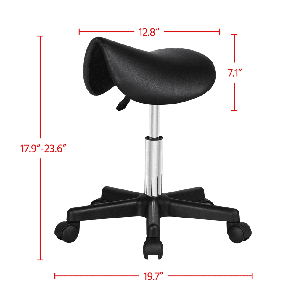 Alden Design Adjustable Rolling Saddle Stool for Massage Tattoo Dental, Black - Image 8