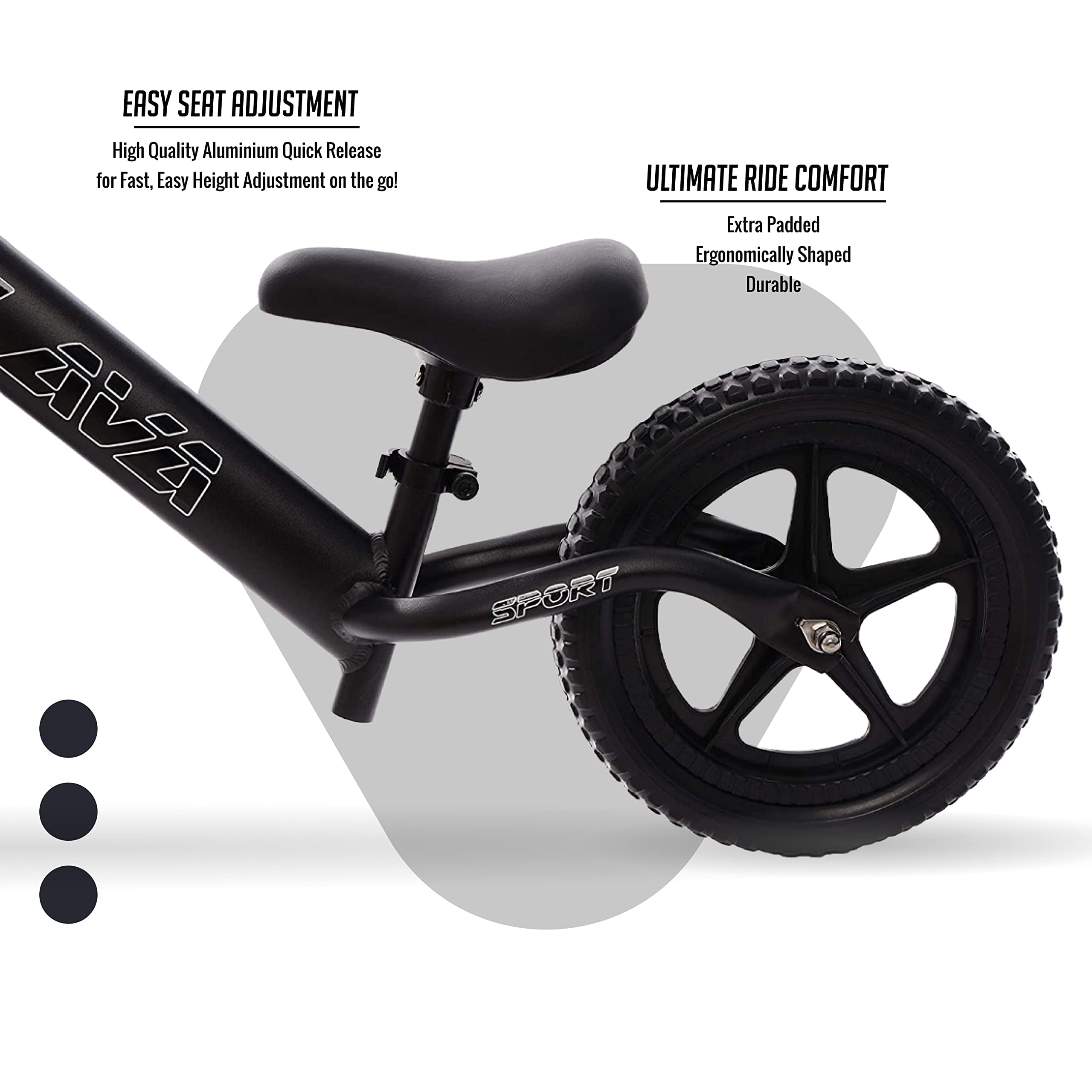 LAVA SPORT Basalt Black Balance Bike- Lightweight Aluminium Toddler Bike for Kids with Adjustable Handlebar and Seat, EVA Tires-Training Bike - Image 5