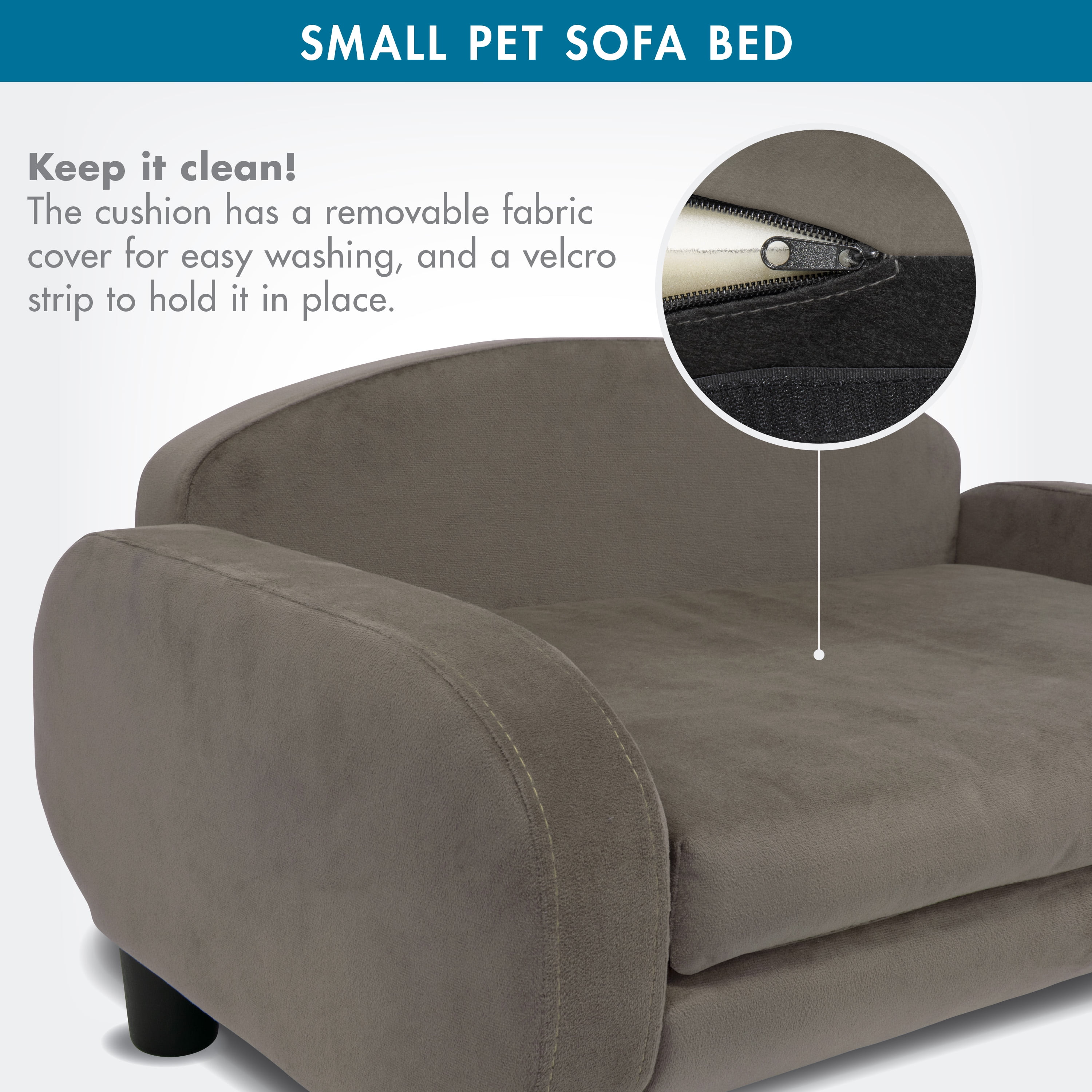 Paws & Purrs Cat Sofa Bed, Pet Couch for Indoor Cats Elevated Cat Beds with Removable Washable Mattress Cover for Kitten, Puppy or Small Animal- 31.5" Wide, Ash - Image 9