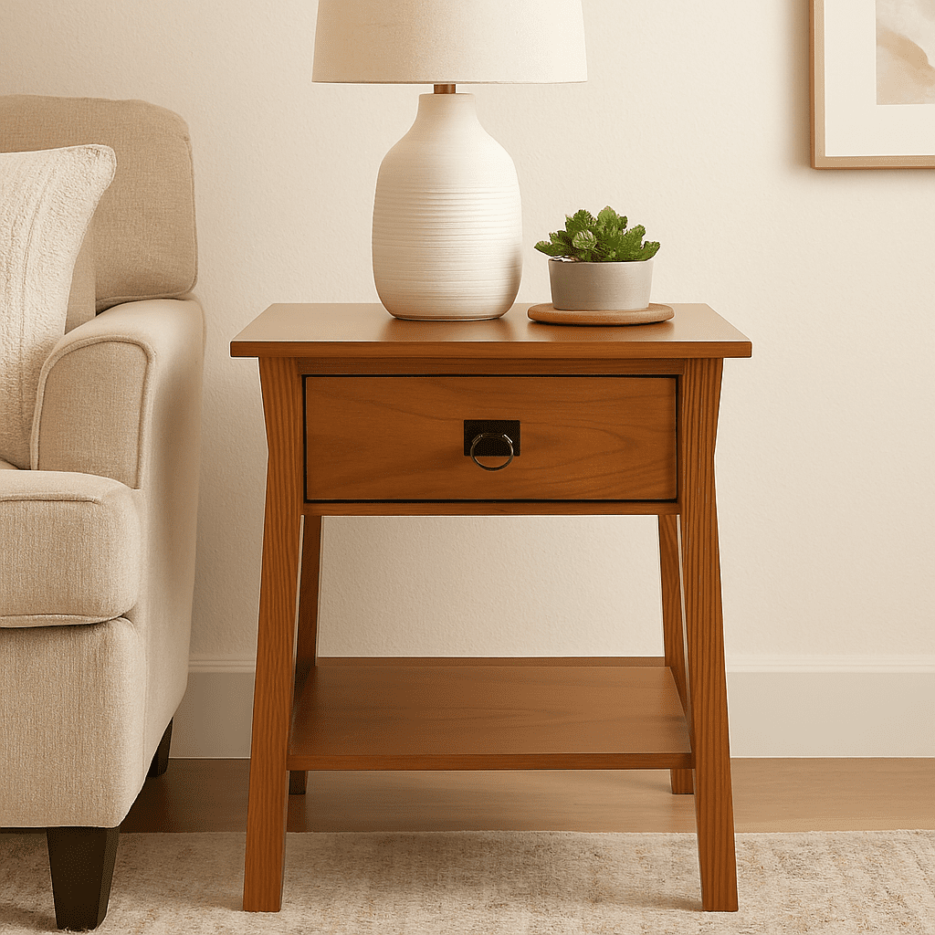 Leick Home Solid Wood Mission End Table with Locking Secret Compartment, Russet Finish - Image 7