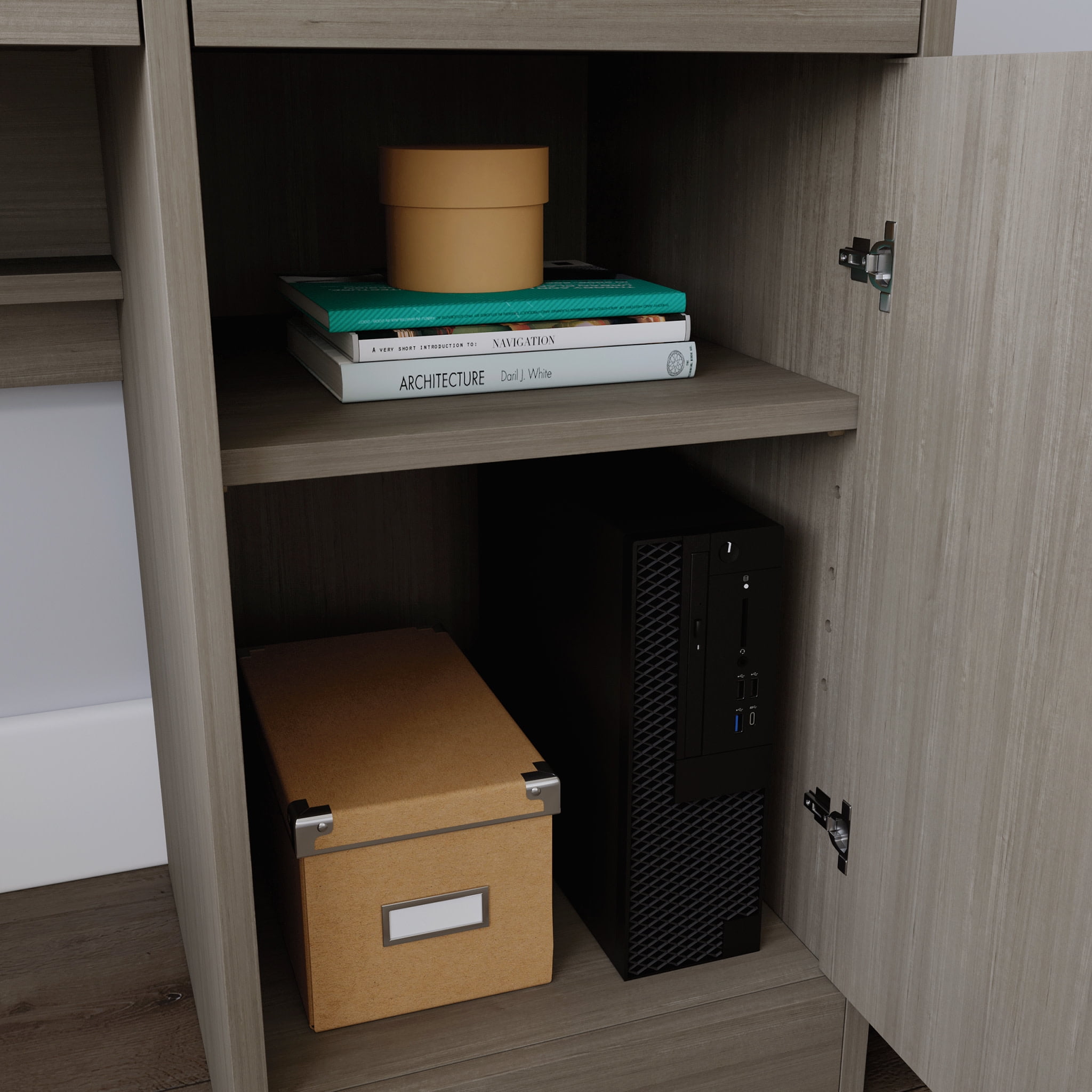 Sauder Beginnings Computer Desk, Silver Sycamore Finish - Image 7