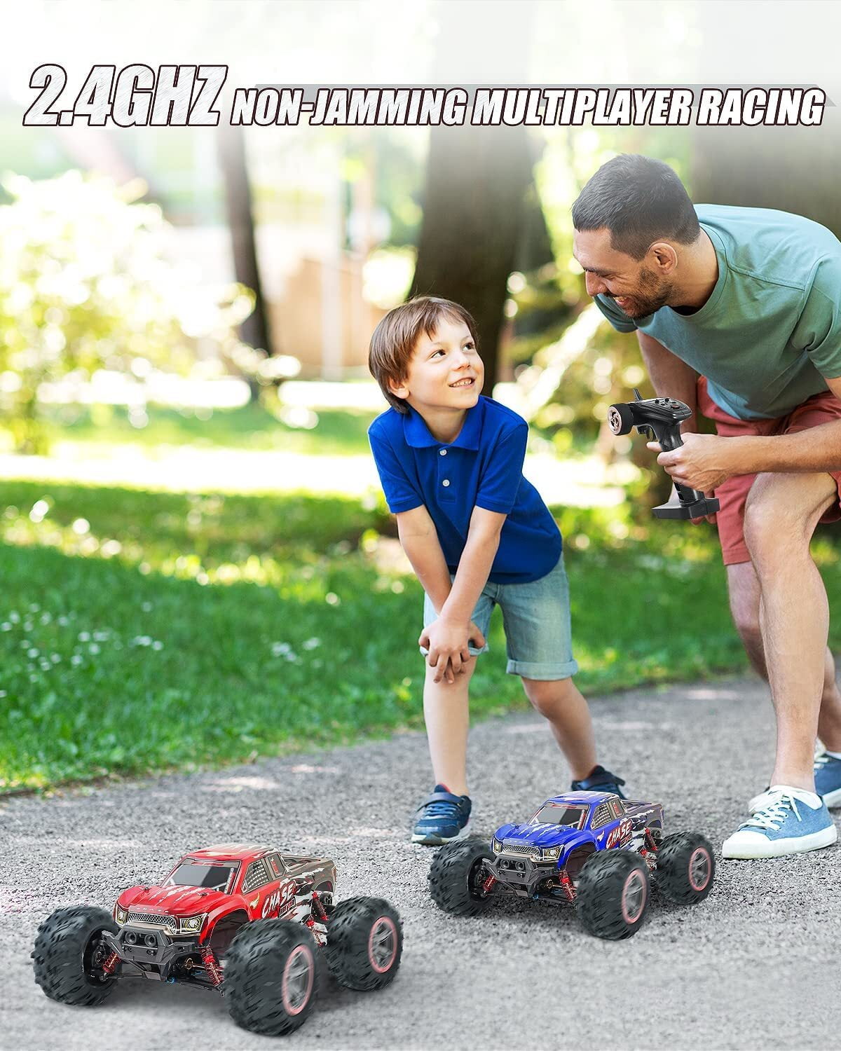 Beefunni Large Remote Control Car 1:10 Scale RC Cars High Speed 46+KM/H 4WD Waterproof Off-Road RC Trucks Gifts for Adults and Boys - Image 3