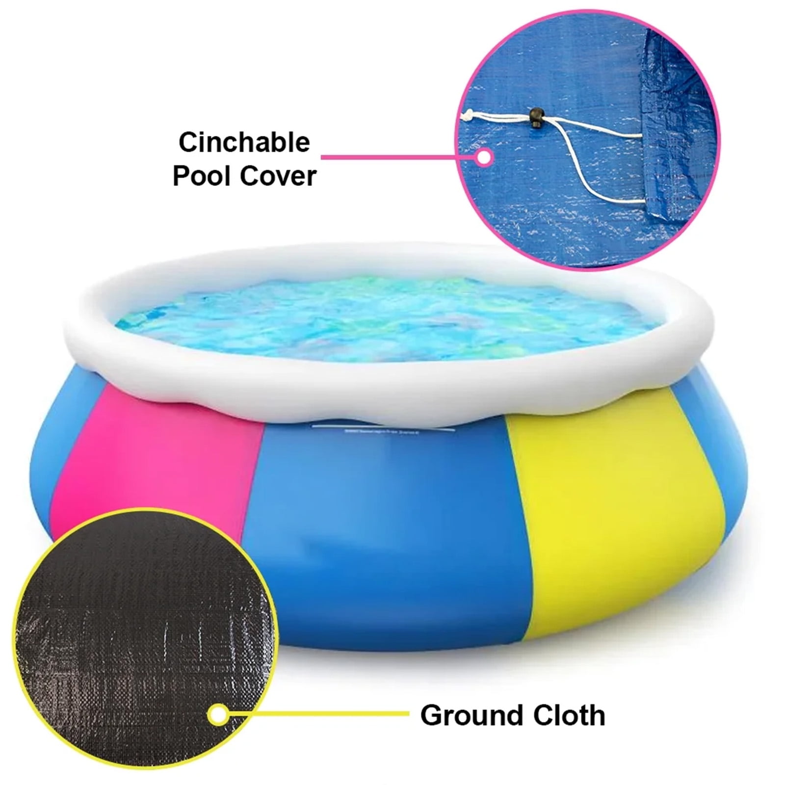 Fenbeli 18ft x 48in Round Inflatable Top Ring Swimming Pool, Multicolor - Image 5