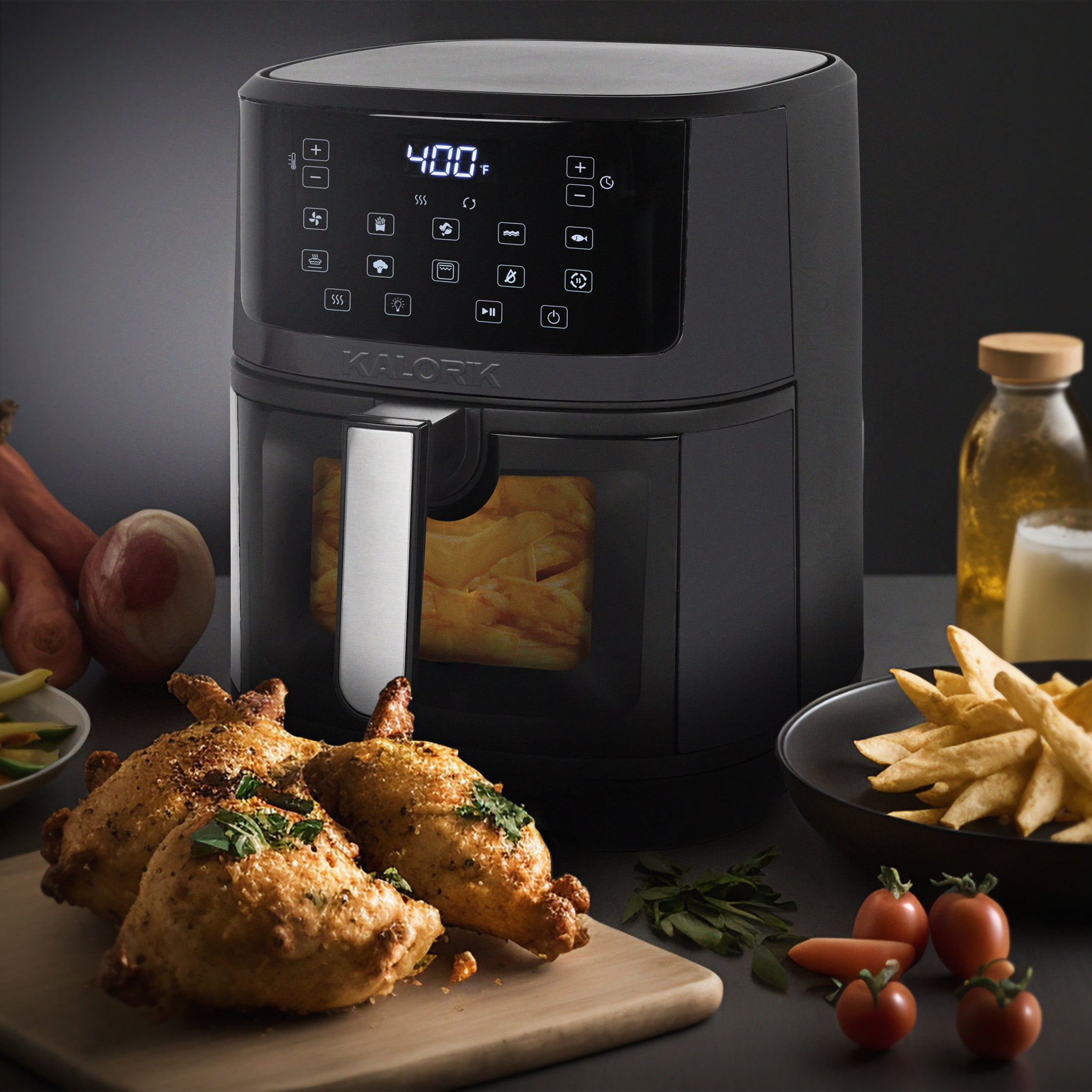 Kalorik 7 Quart Touchscreen Air Fryer with Window, in Black Steel (FT 52324 BK) - Image 6