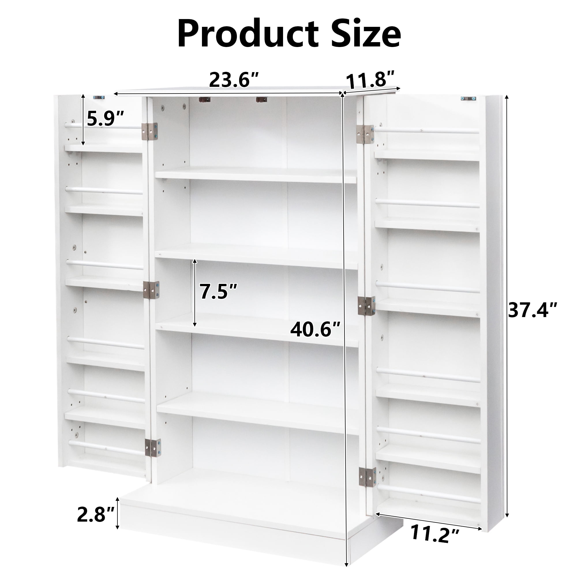 SUGIFT 41" White Kitchen Pantry Storage Freestanding Buffet Cupboards with Doors & Adjustable Shelves Pantry Organizers for Living Room and Dinning Room - Image 5