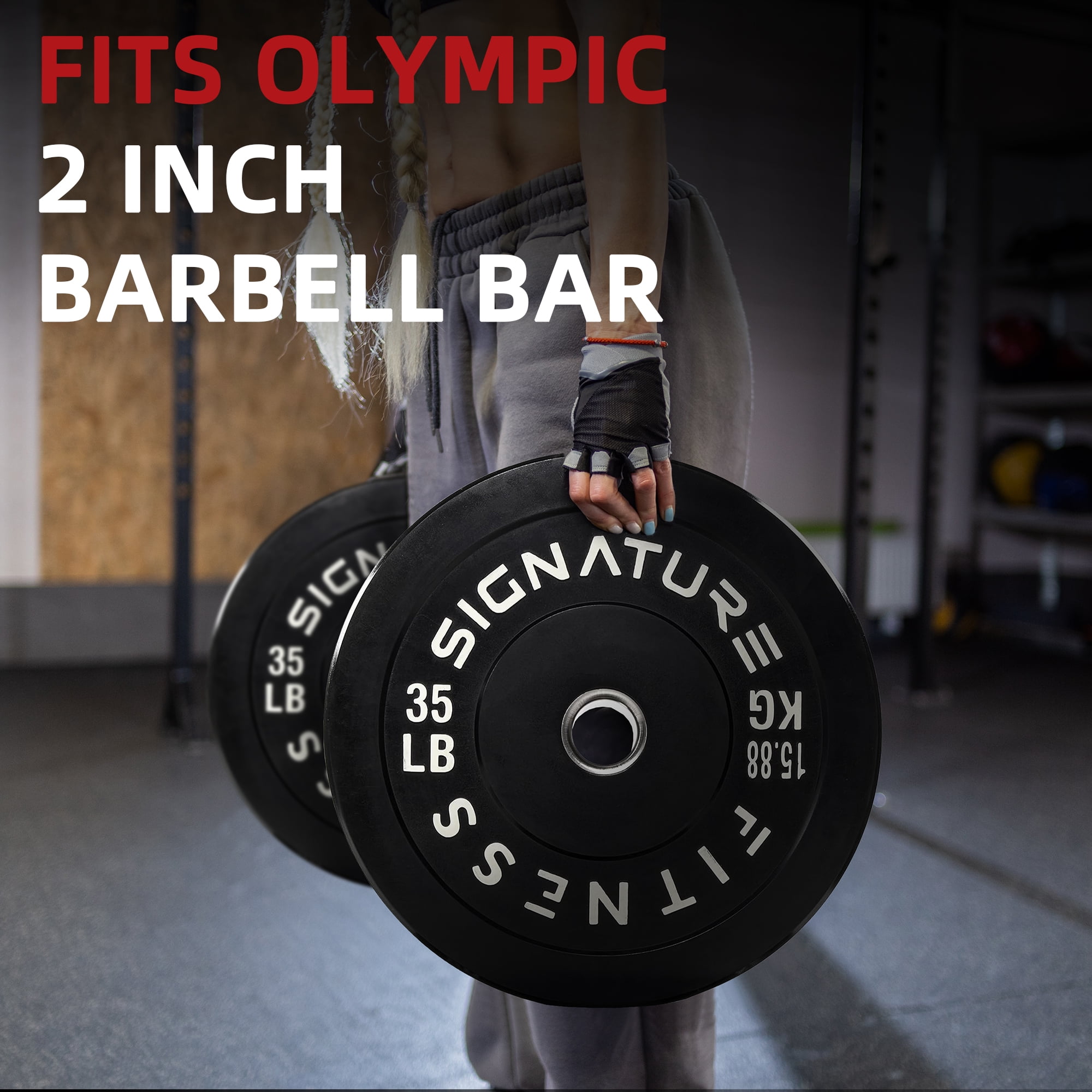 BalanceFrom 35LB Pair Black Olympic Bumper Plates, 100% Virgin Rubber, Low Odor, 2-Inch Hole, Weightlifting & Home Gym Use, 70LB Total - Image 5