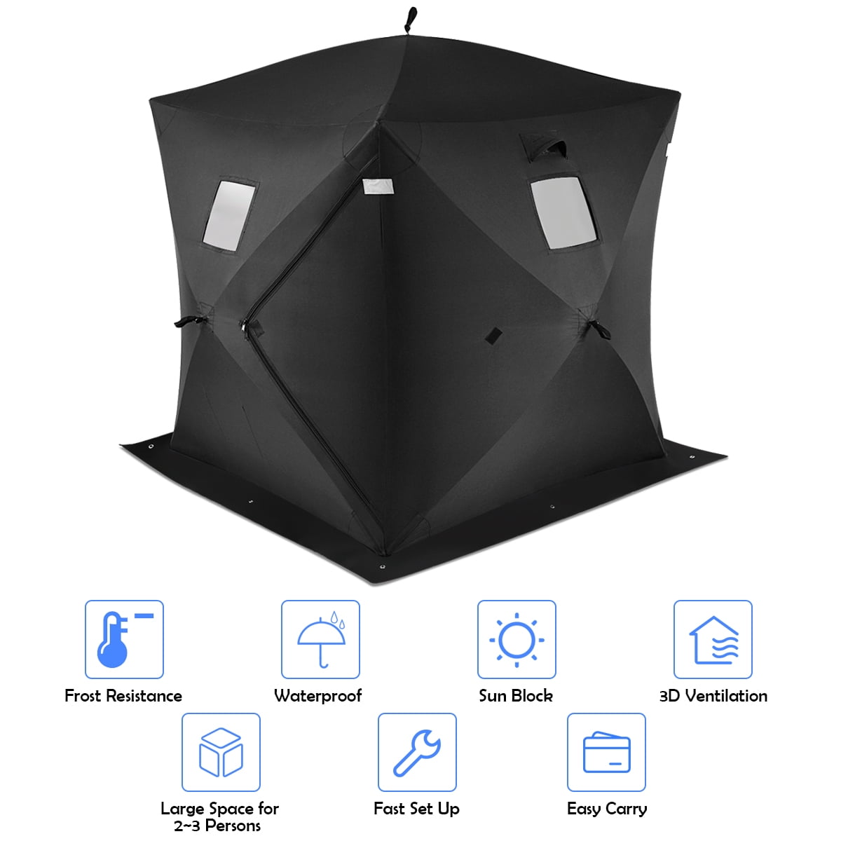 Costway 2-person Ice Fishing Shelter Tent Portable Pop Up House Outdoor Fish Equipment - Image 5