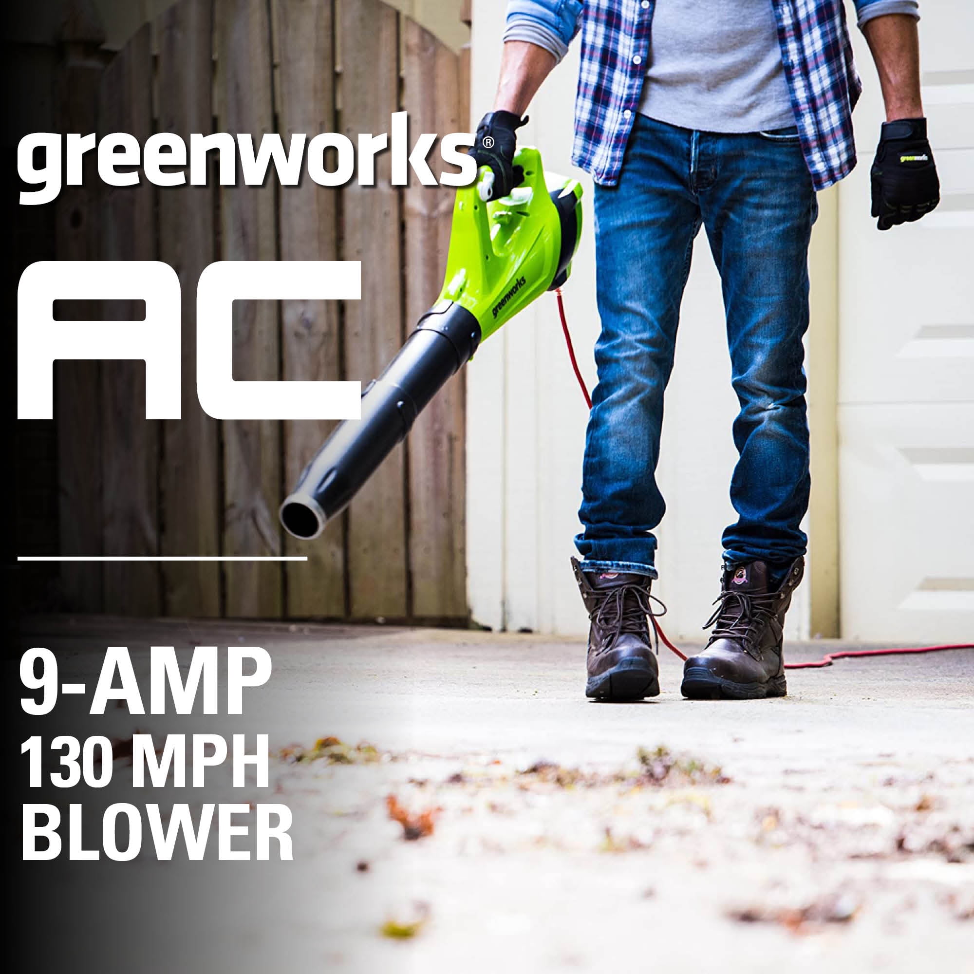 Greenworks 9 Amp 530 Cfm at 130 mph Corded Electric Axial Leaf Blower 2400902 - Image 5