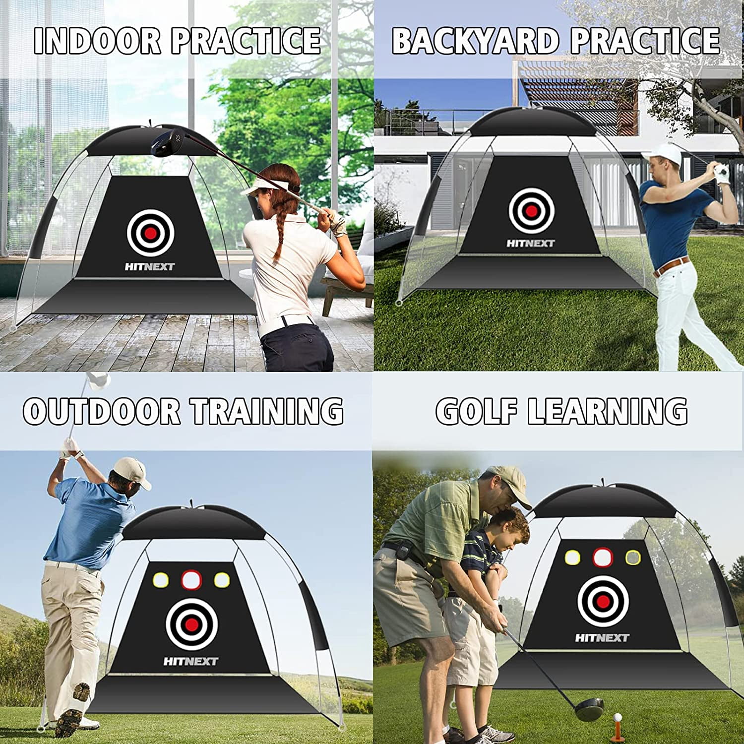 Hitnext Golf Practice Nets , Golf Hitting Net Training with Turf, Target Pockets for Outdoor Yard - Image 3