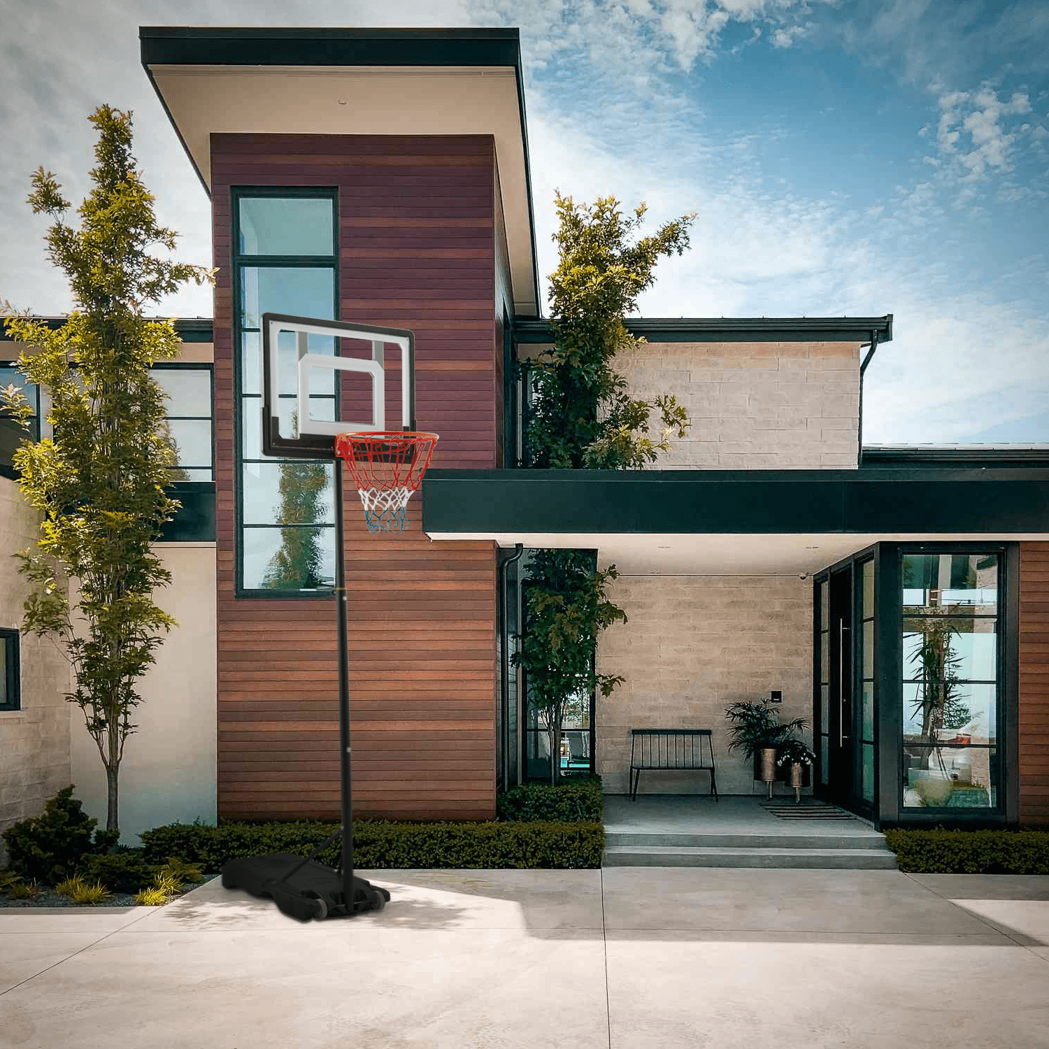 MoNiBloom Portable Basketball Hoop Goal 5ft - 7ft Adjustable with 33" Backboard Wheels Fillable Base, for Kids/Adults Indoor Outdoor, Birthday Gift, Black - Image 6