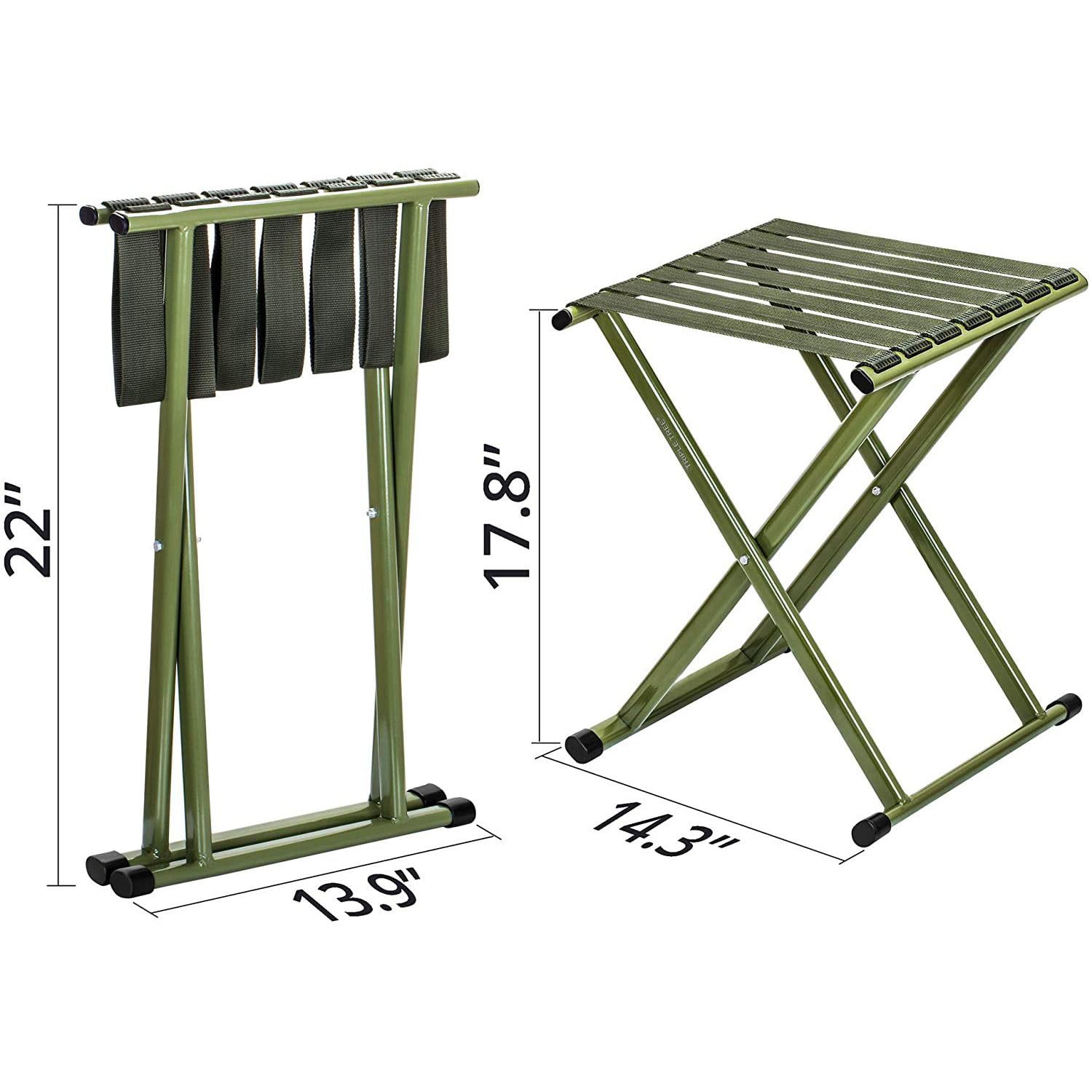 2pcs Folding Camping Stools, Heavy Duty Metal Portable Chair with Breathable Nylon Seat Anti-Slid Leg Cover for Outdoor Walking Hiking Fishing Gardening Bathroom Stool, Green 13.9x14.3x17.8inch - Image 7