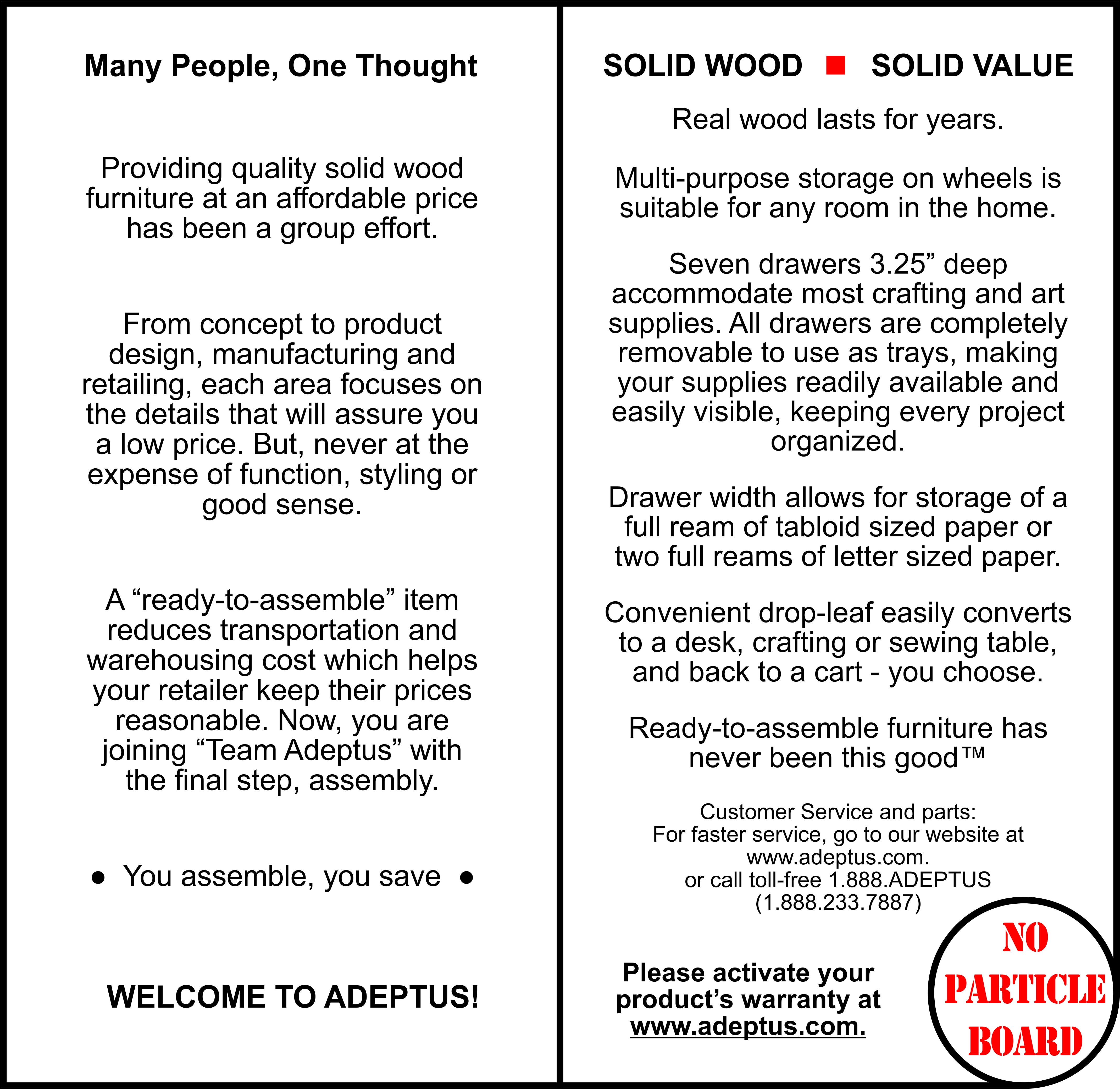 Adeptus Original Roll Cart, Solid Wood, 7 Drawer Gate Leg Roll Cart Desk, Extra Wide Drawers - Image 4