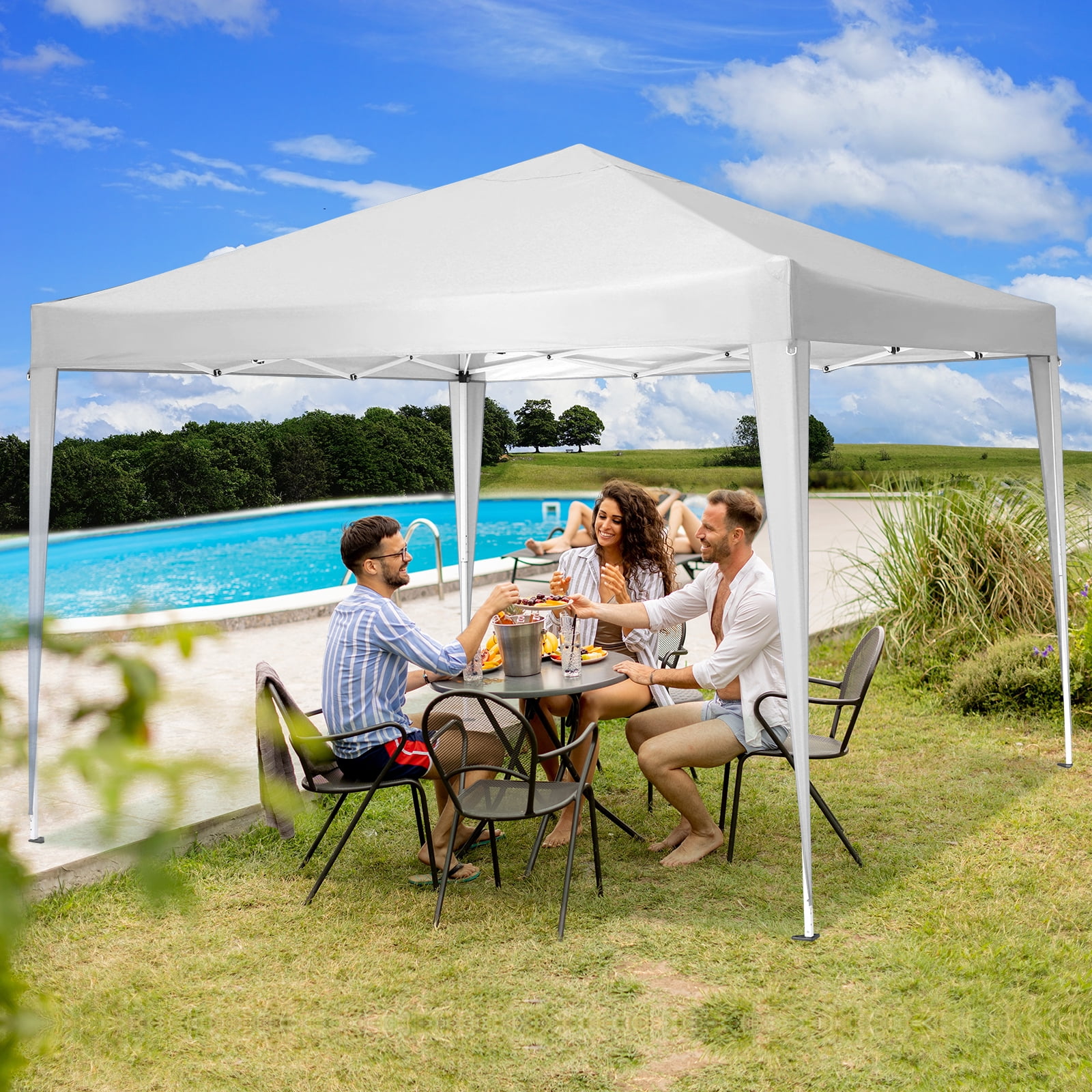COBIZI 10x10 Pop up Canopy with Sidewalls Waterproof Outdoor Canopy Gazebo Anti-UV Instant Foldable Canopy Tent for Party with Carry Bag,White - Image 8