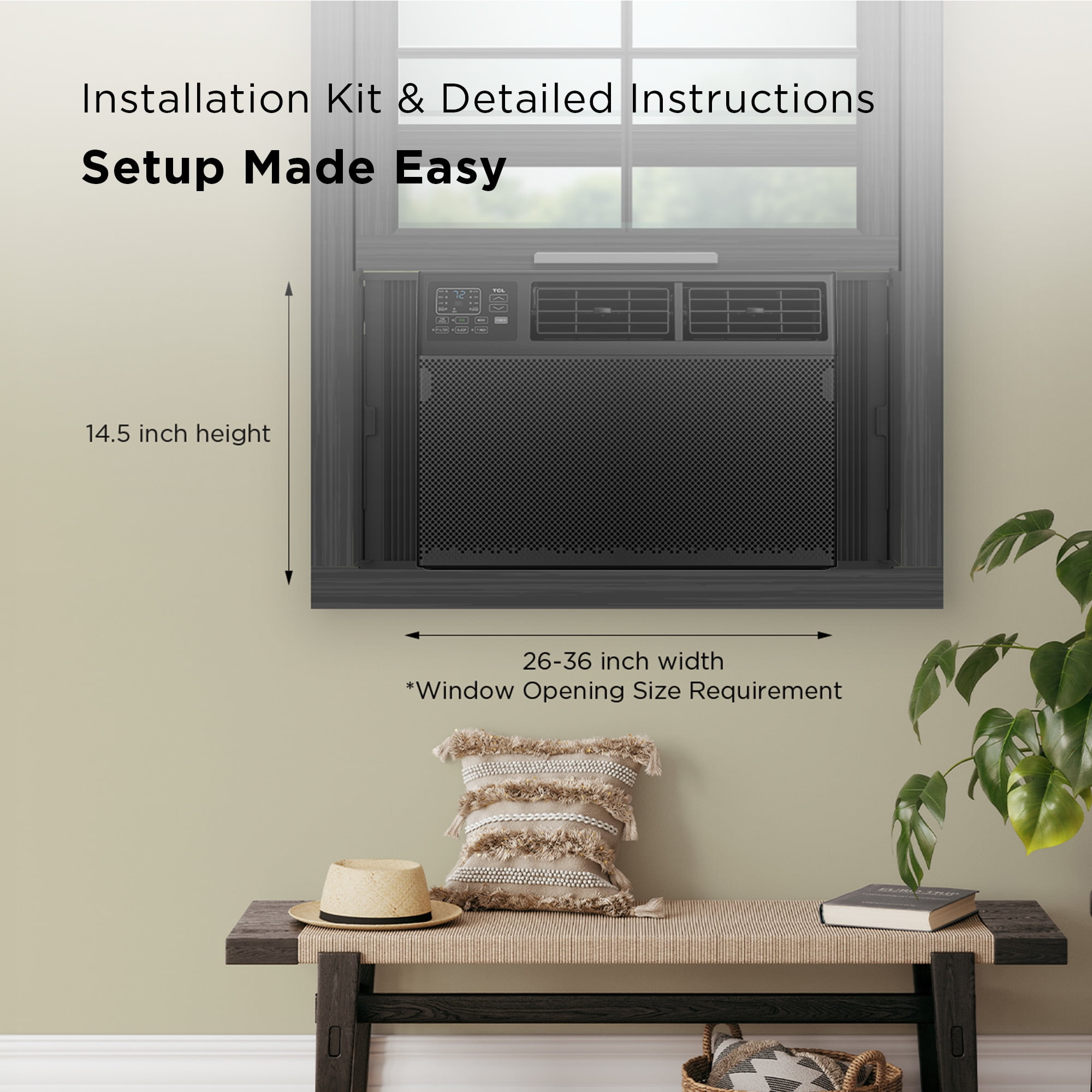 TCL 10,000 BTU Smart Window Air Conditioner, Fan & Dehumidifier, 450 Sq. Ft., Remote Control, Works with Alexa/Google Assistant, Black, W10W92-B4 - Image 9