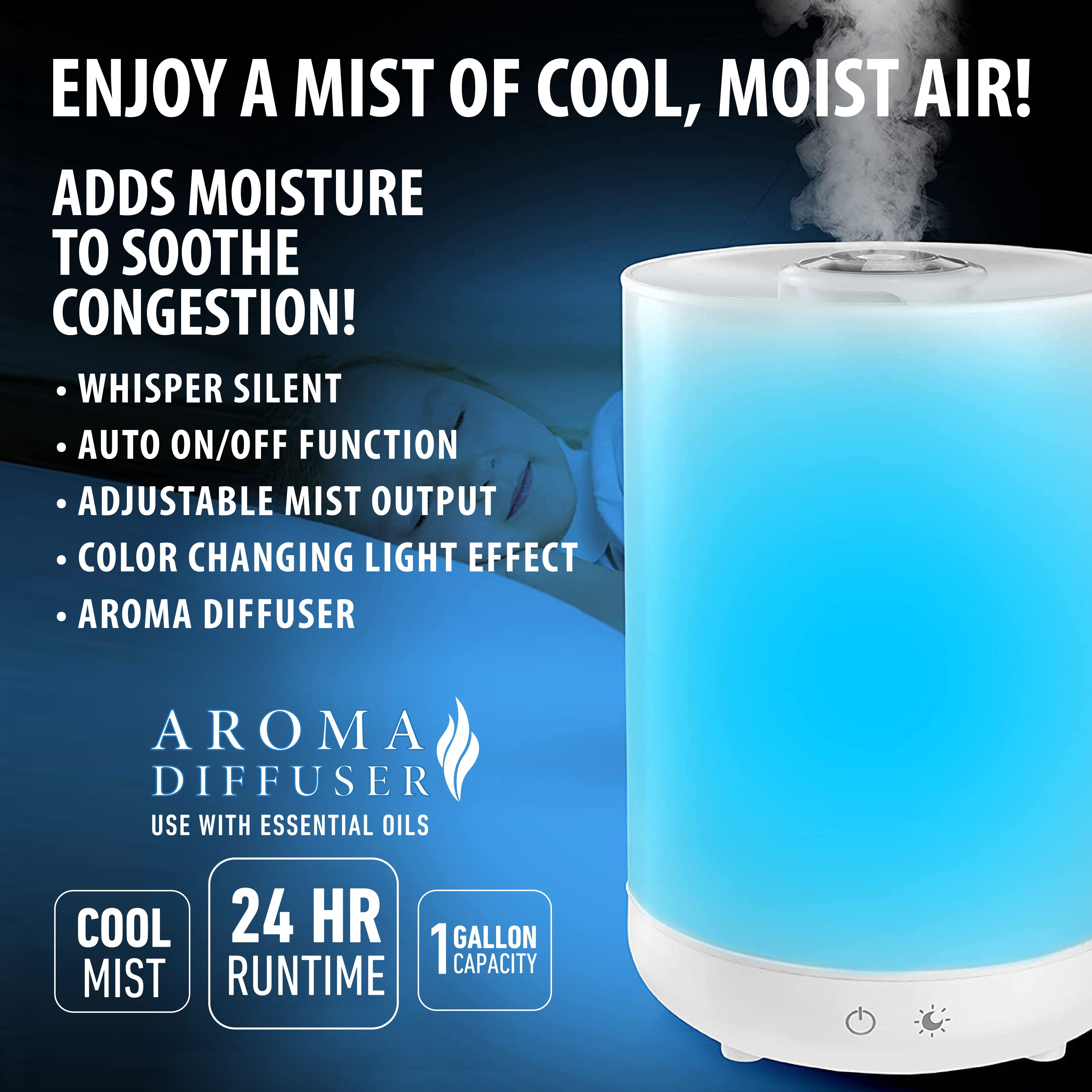 Bell + Howell Humidifier Essential Oil Aroma Diffuser 4L Cool Mist Air Humidifier for Room Top Fill Ultrasonic Multi-Color - Image 3