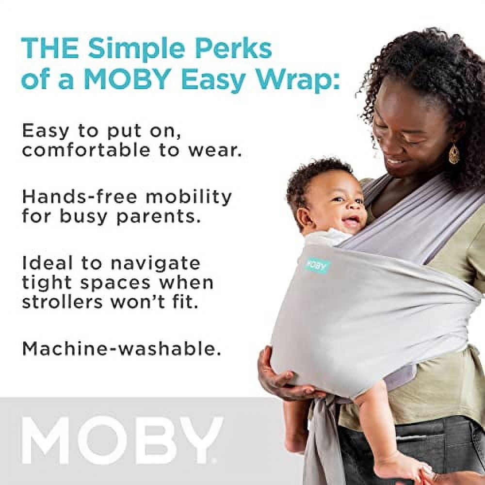Moby Wrap Easy-Wrap Carrier, Hands-Free Baby Carrier for Newborns, 2-Position, Smoked Pearl - Image 5