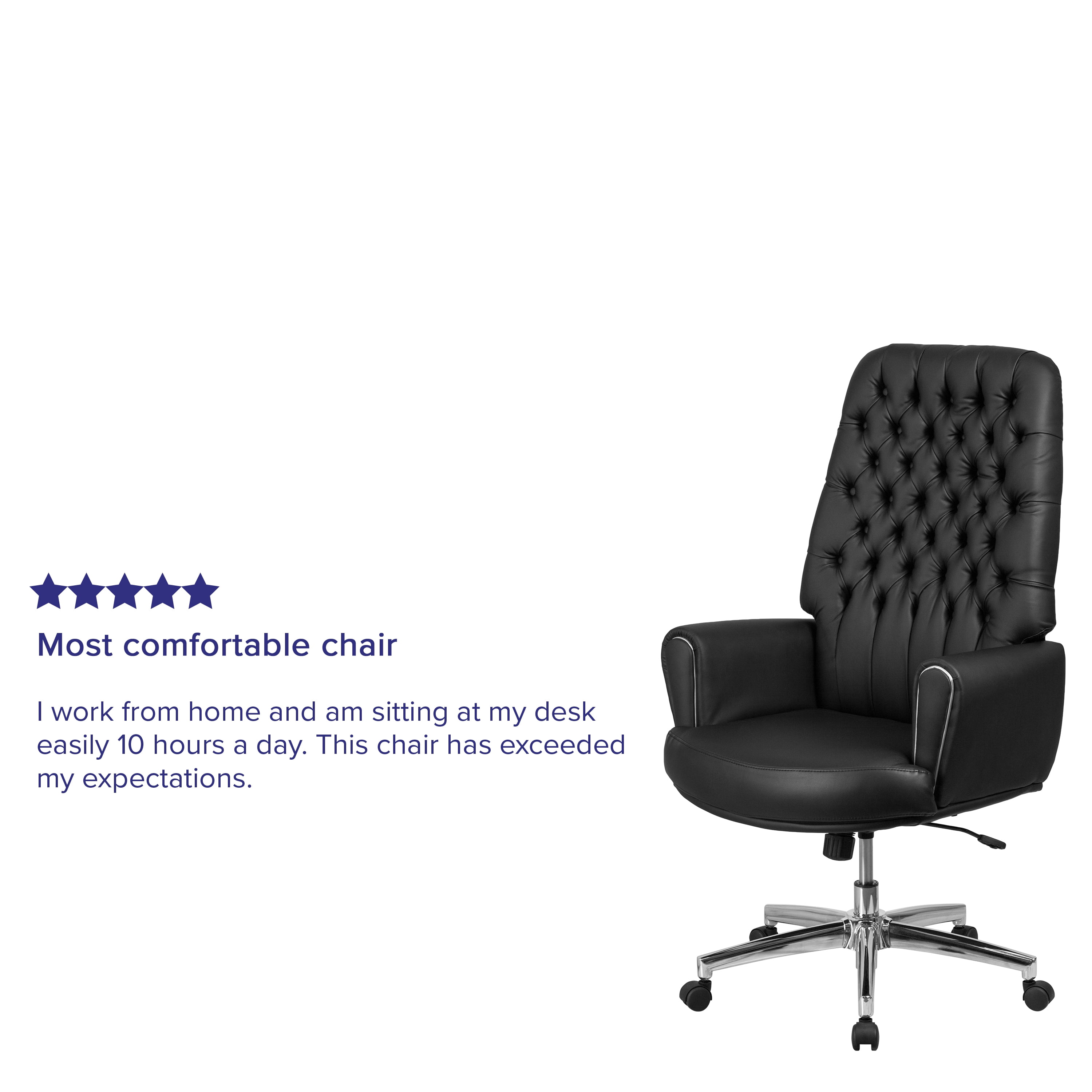 Flash Furniture Hansel High Back Traditional Tufted Black LeatherSoft Executive Swivel Office Chair with Silver Welt Arms - Image 13