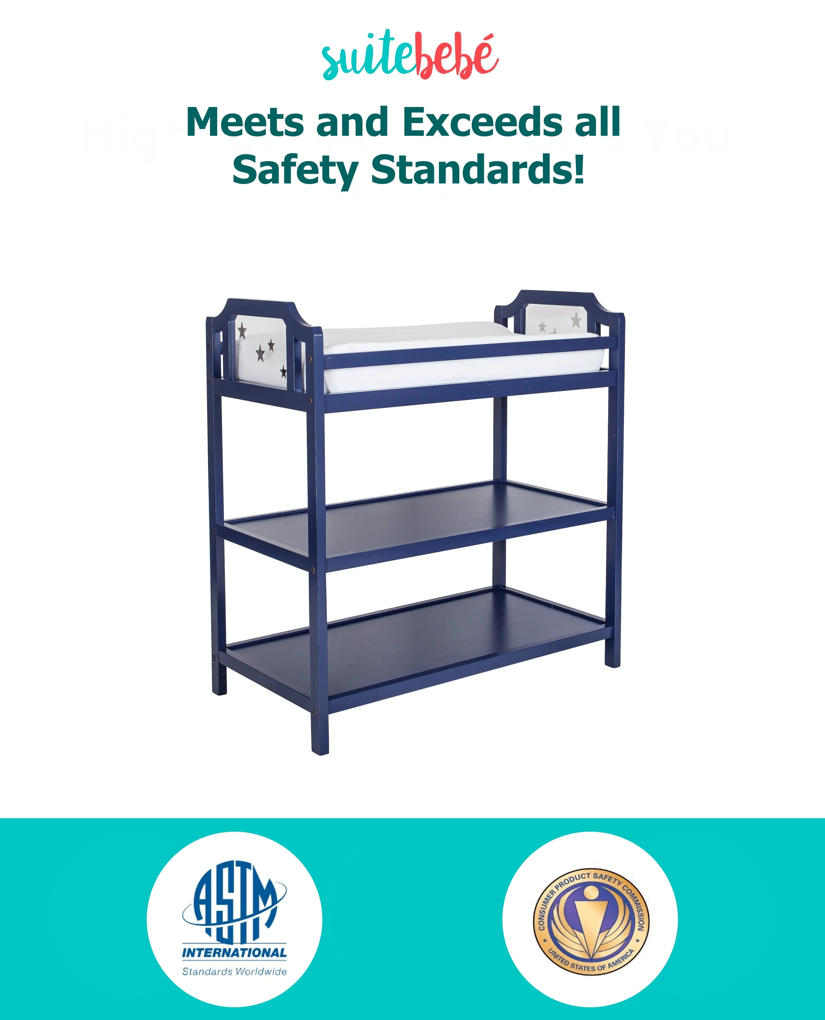 Suite Bebe Celeste Changing Table, Navy Blue Finish - Image 2