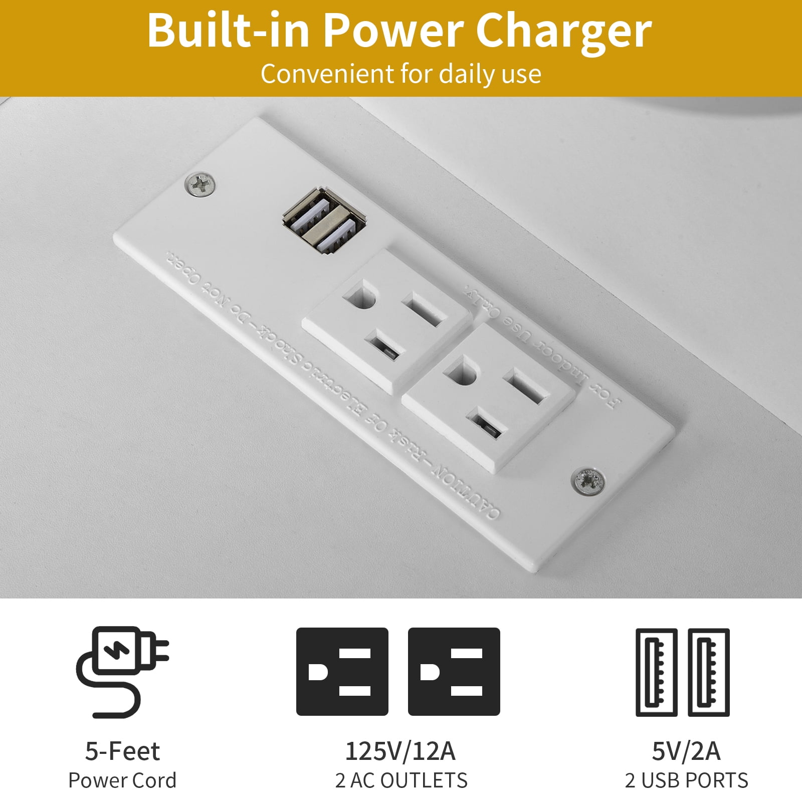 Ktaxon 3 Color Lighted Vanity Table Set, Makeup Table with LED Nightstand, Dressing Table with USB Charging Station, for Women, Female Bedroom, White - Image 3