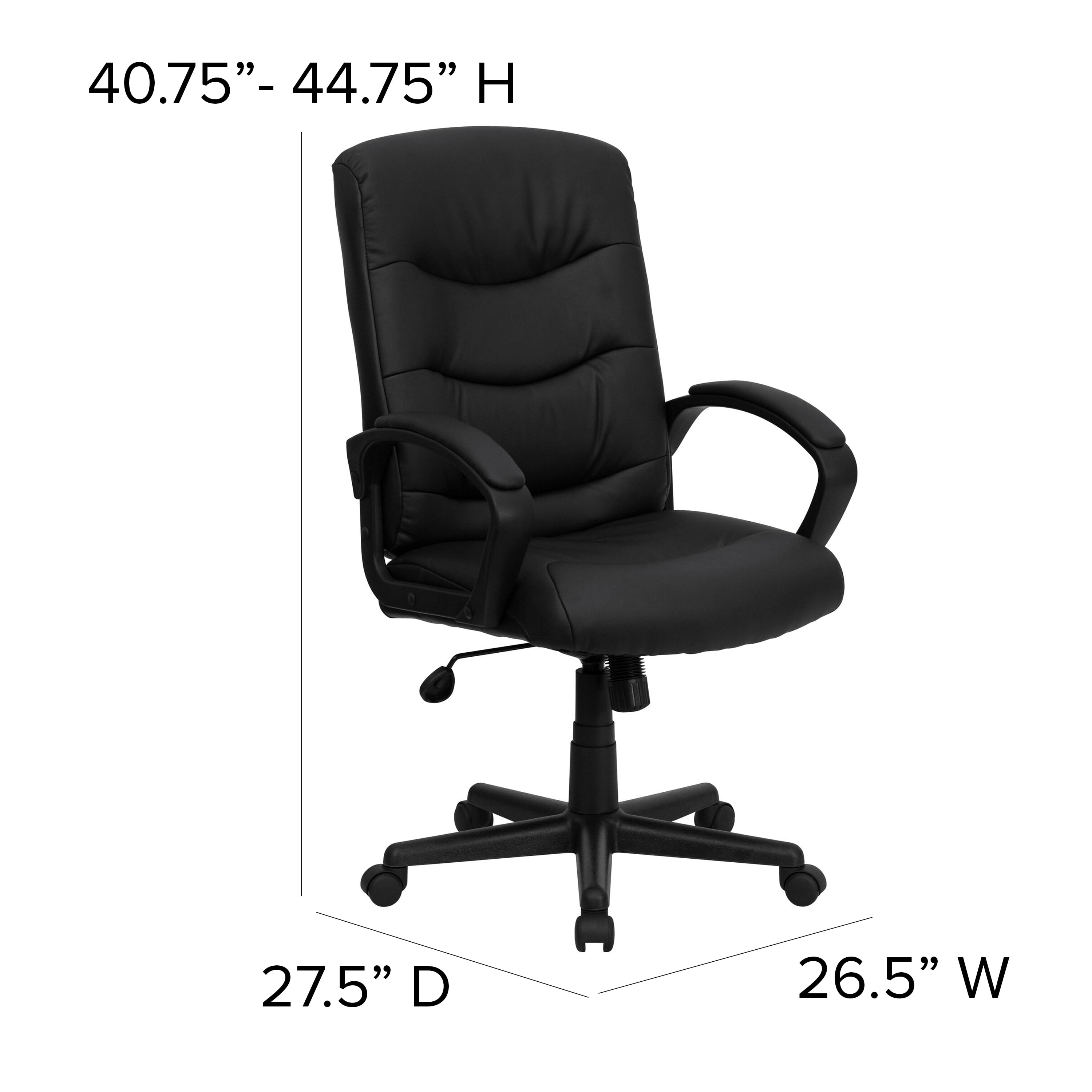 Flash Furniture Chelsea Mid-Back Black LeatherSoft Executive Swivel Office Chair with Three Line Horizontal Stitch Back and Arms - Image 8