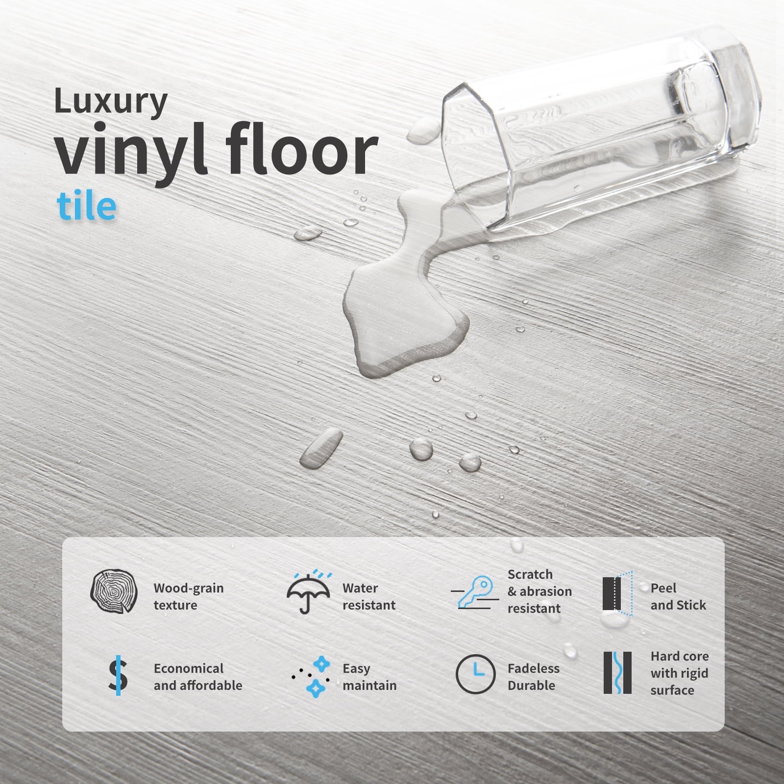 Art3d Peel and Stick Floor Tile Vinyl Wood Plank 54 Sq.Ft, Rigid Surface Self-Adhesive Flooring in White - Image 2