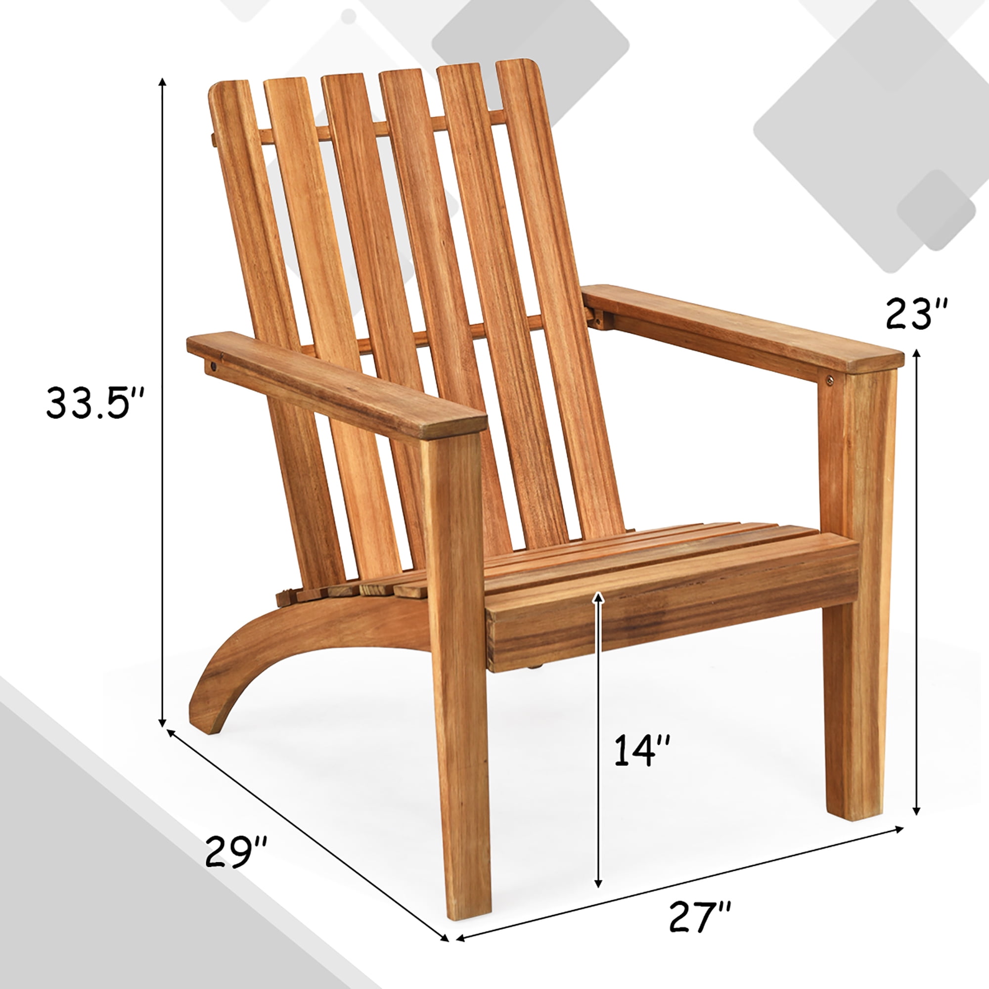Costway Patio Acacia Wood Adirondack Chair Lounge Armchair sturdy Outdoor Garden Yard - Image 5
