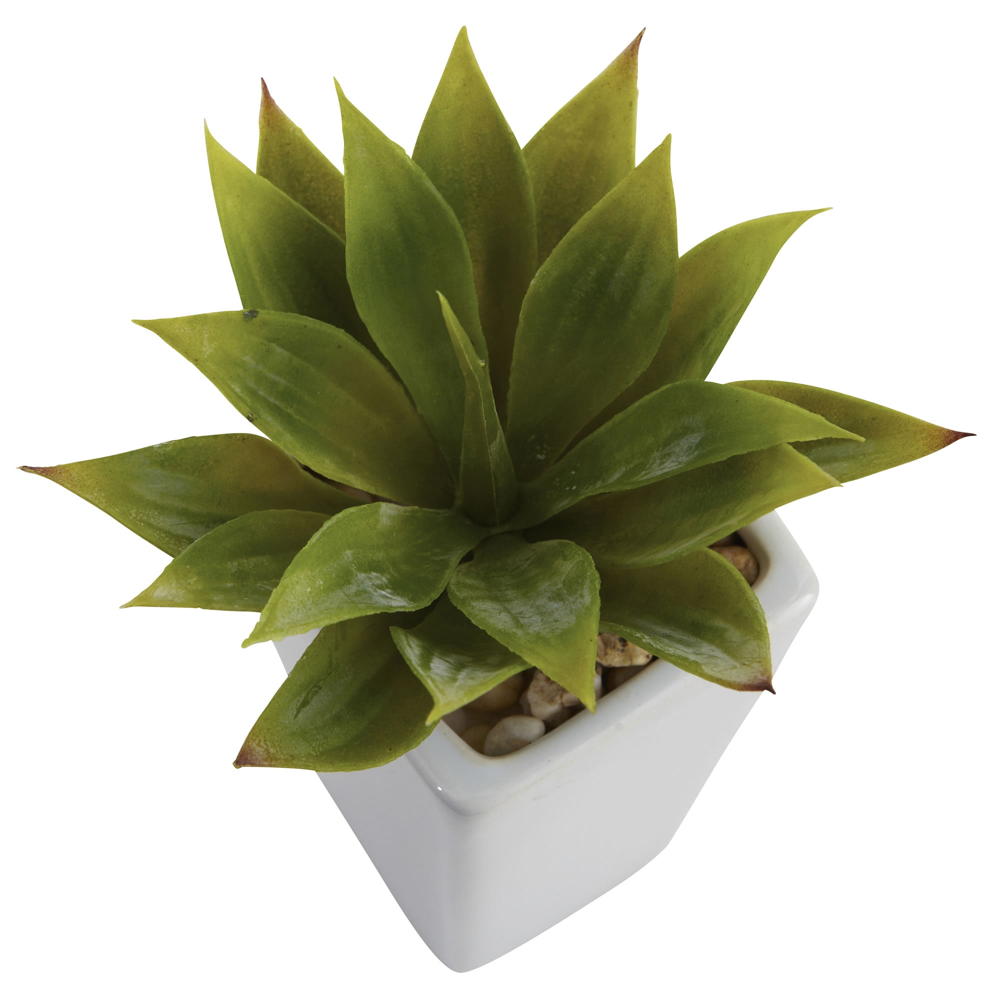 Nearly Natural Plastic 9" Green Mini Agave Artificial Plant with Planter (Set of 3) - Image 2