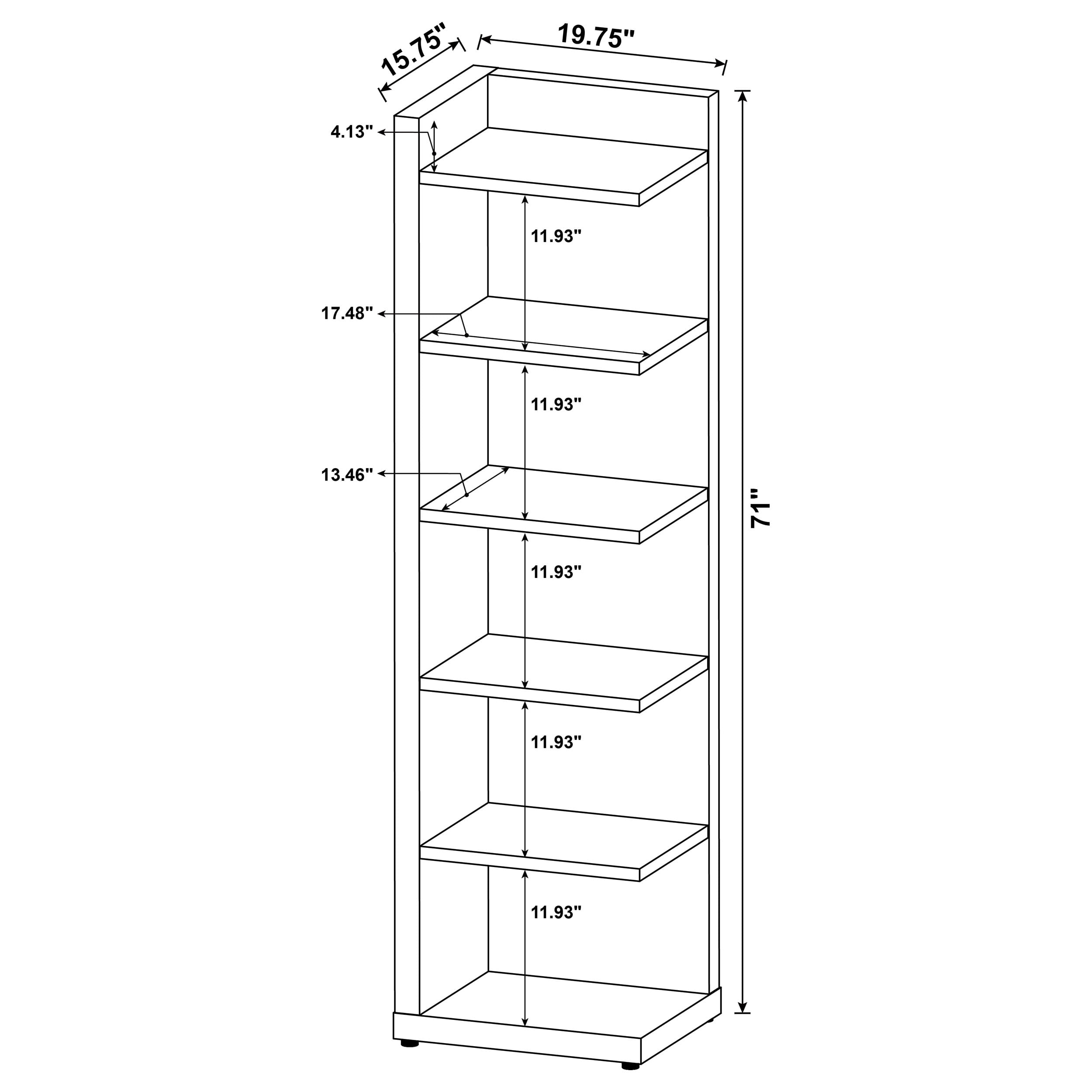 Alder 71-inch 6-shelf Corner Bookcase Cappuccino - Image 9