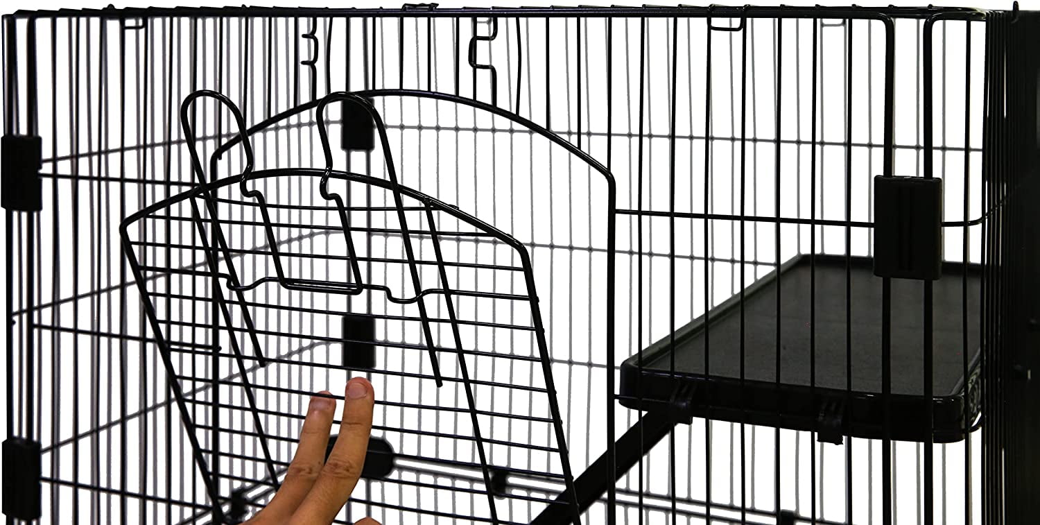 Homey Pet 3 Levels Chinchilla Ferret Pet Crate Small Animals Cages for Rat, Hamster, Guinea Pig, Squirrel, Include Caster Tray and Urine Guard (Black) - Image 4