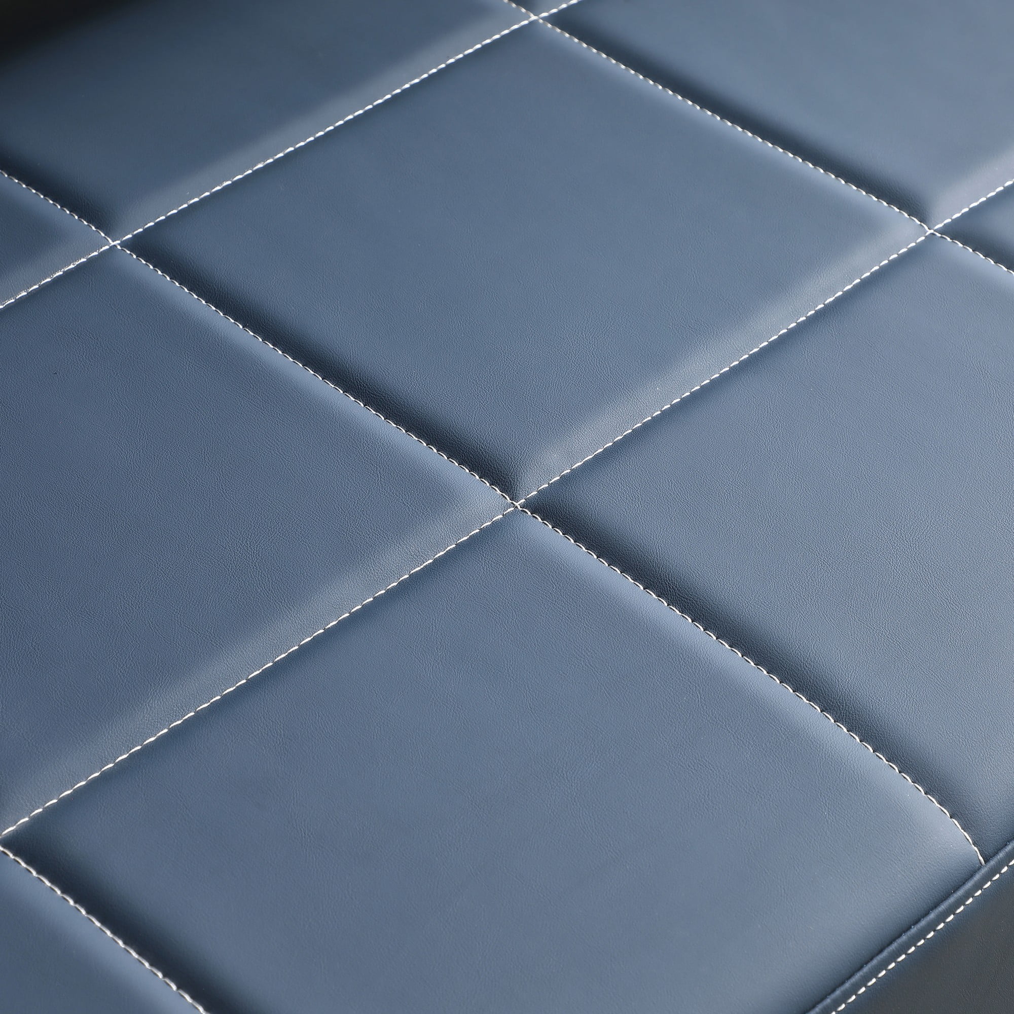 Aukfa 57.9" Modern 2-Seater Faux Leather Loveseat Sofa with Gold Metal Arms, Upholstered Small Couch for Living Room, Apartment, Office, Blue - Image 4